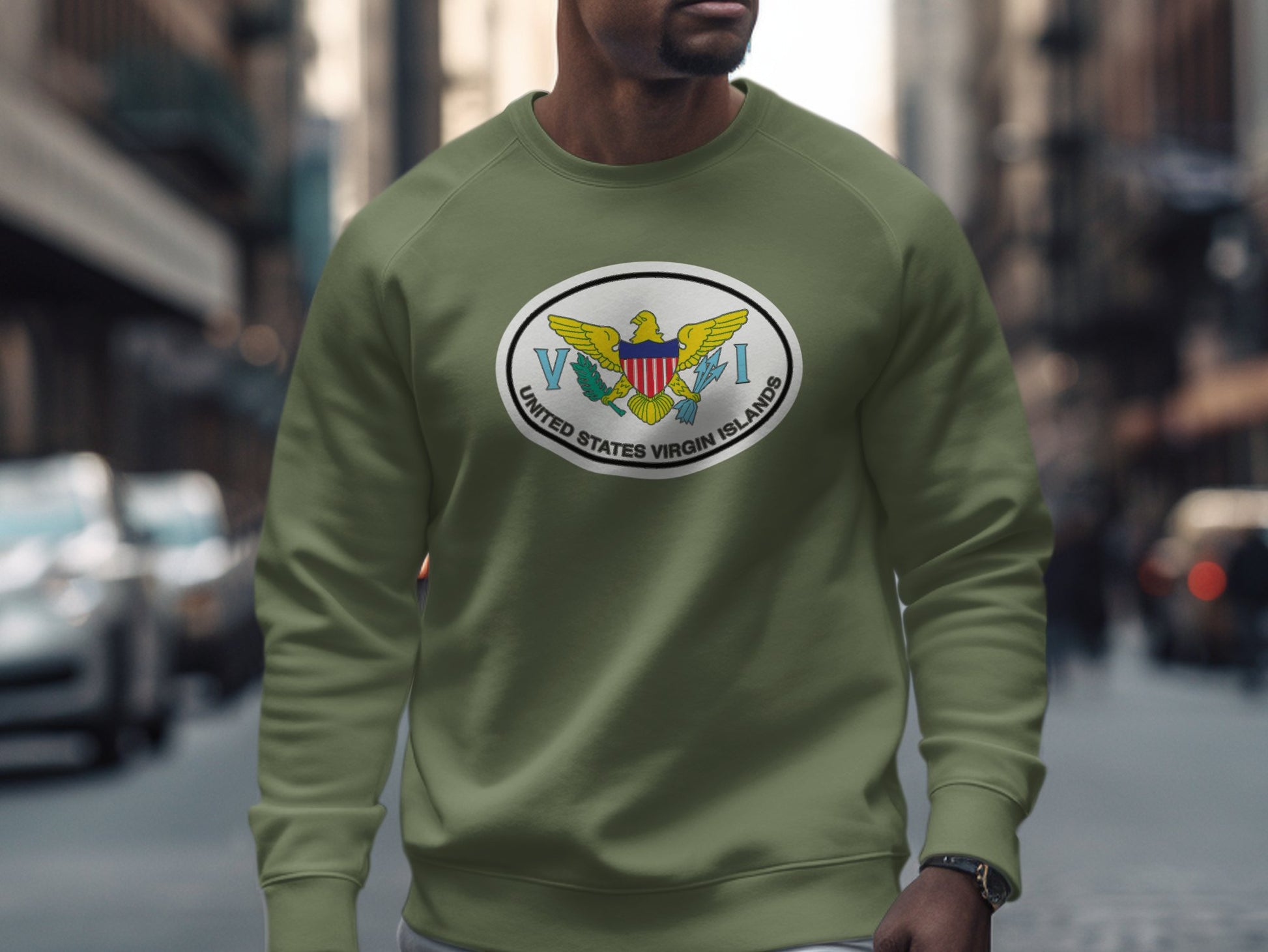 USVI Mens Sweatshirt Military Green