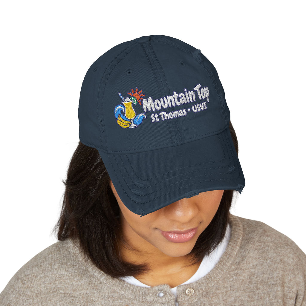 Mountain Top St. Thomas USVI embroidered distressed OTTO dad hat, product gallery view 8.