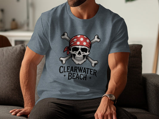 Clearwater Beach Skull and Crossbones Graphic T-shirt product