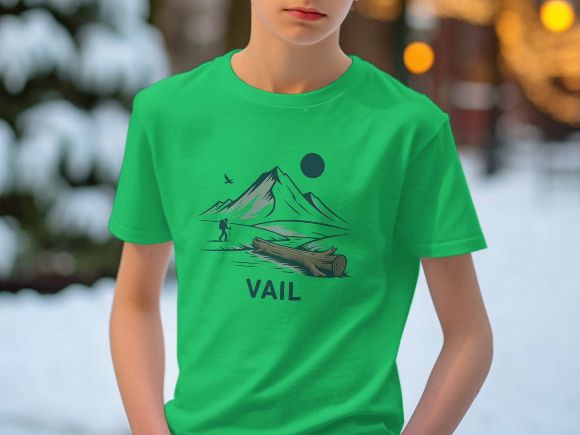 Vail Mountain Log and Sky Design Graphic T-Shirt product