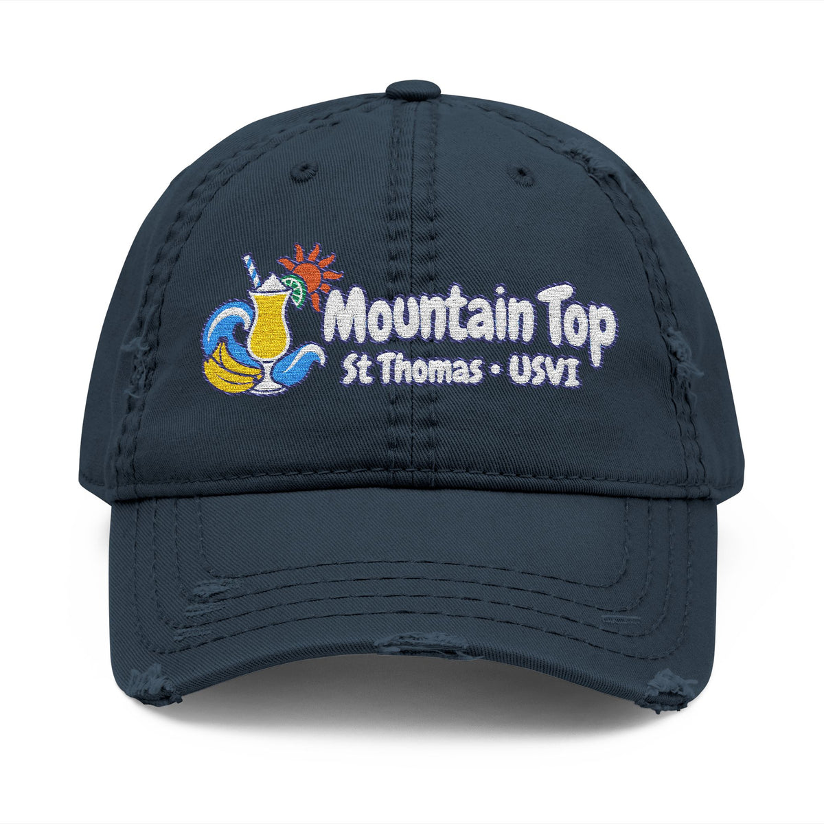 Mountain Top St. Thomas USVI embroidered distressed OTTO dad hat, product gallery view 3.