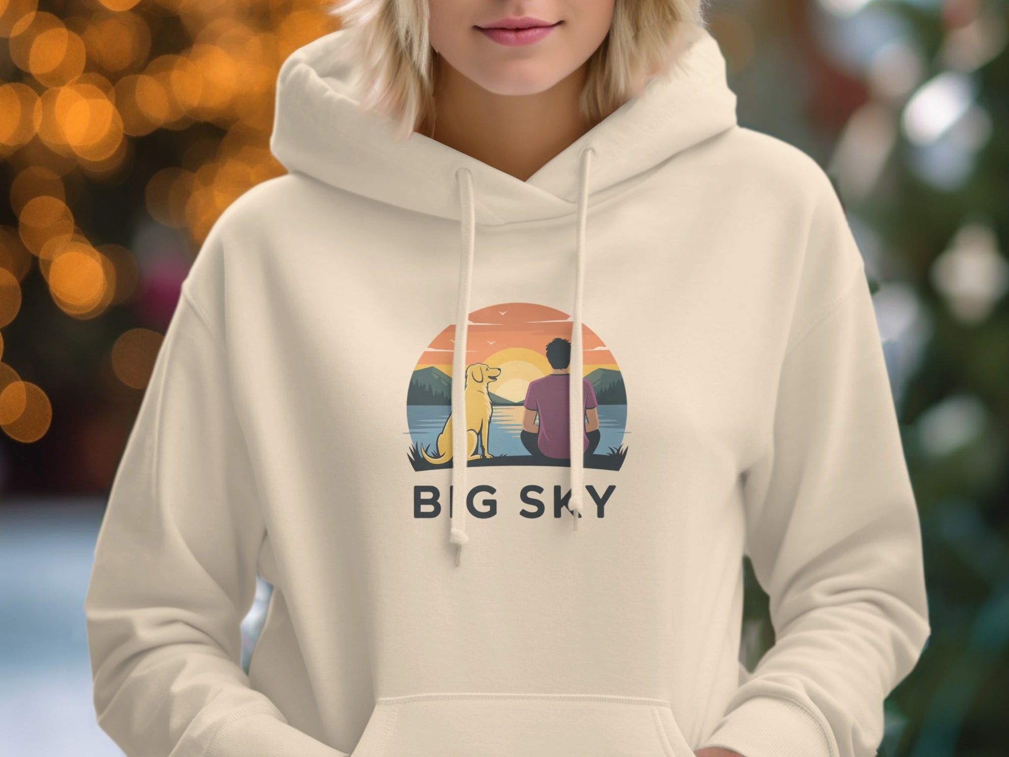 Big Sky Scene with Dog and Owner Hoodie