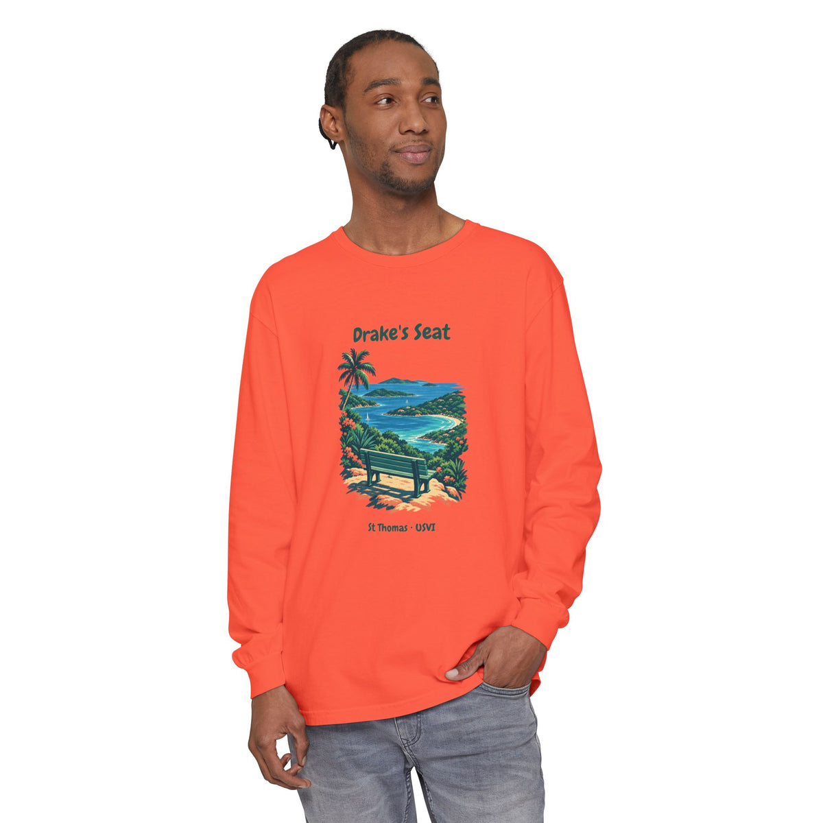 Drake's Seat St. Thomas USVI Comfort Colors 6014 Long Sleeve T-Shirt