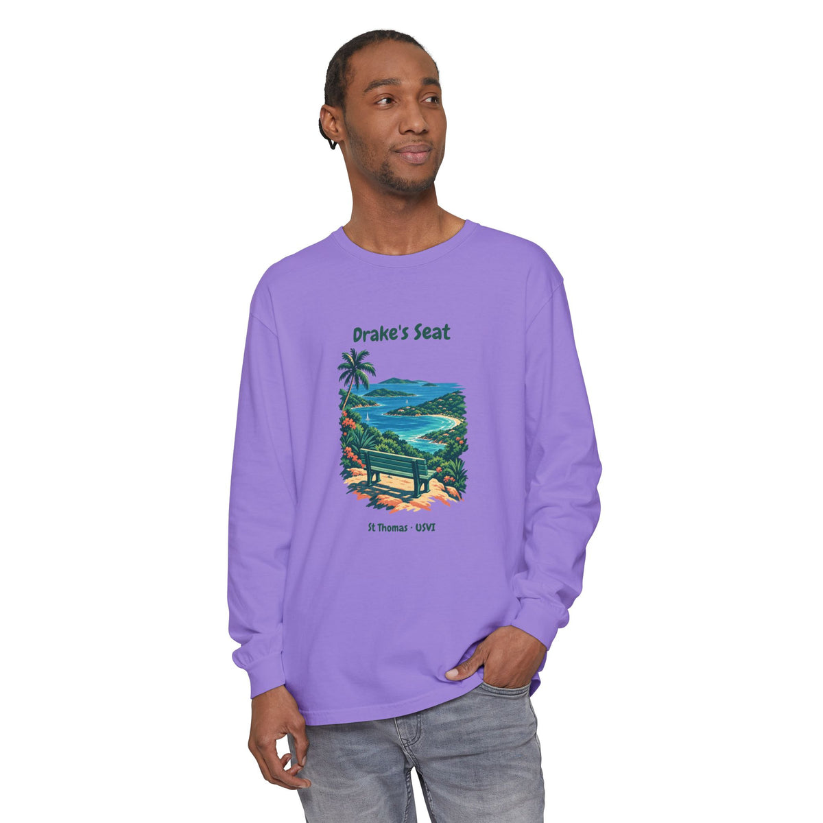 Drake's Seat St. Thomas USVI Comfort Colors 6014 Long Sleeve T-Shirt