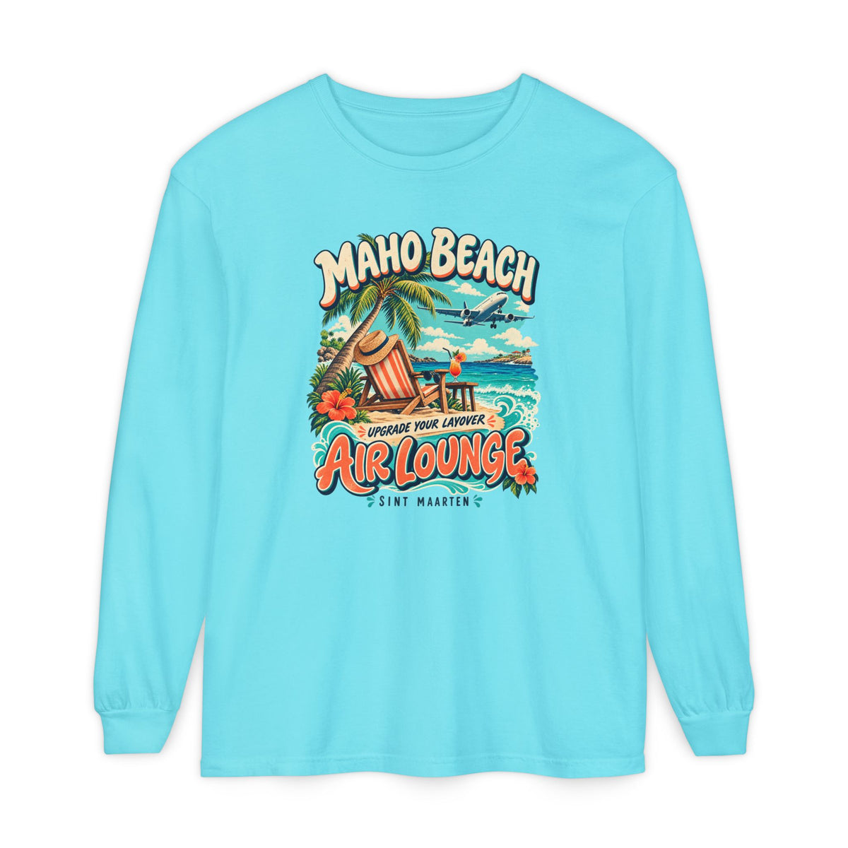 Maho Beach Air Lounge Sint Maarten Comfort Colors 6014 Long-Sleeve T-Shirt