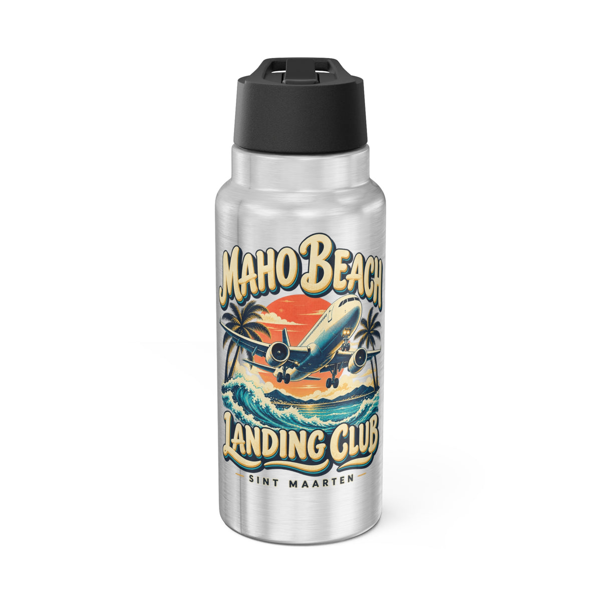 Maho Beach Landing Club Sint Maarten Gator 32 oz Tumbler illustrated destination design, product mockup