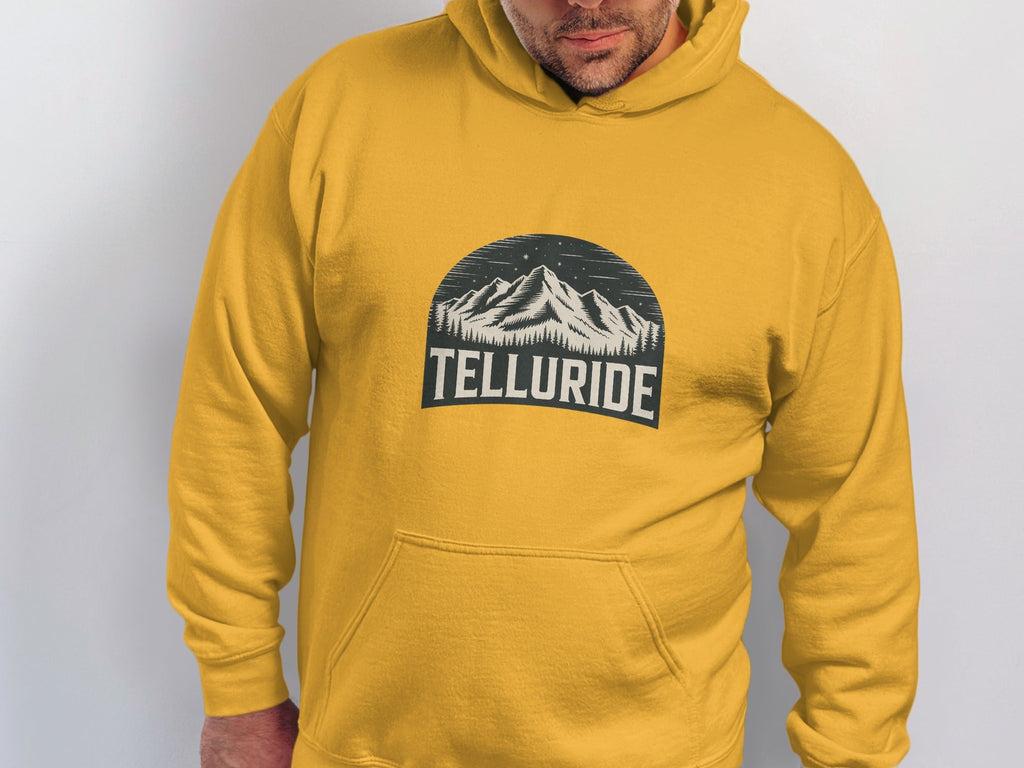 Vibrant Telluride Hoodie with Mountain Design Apparel