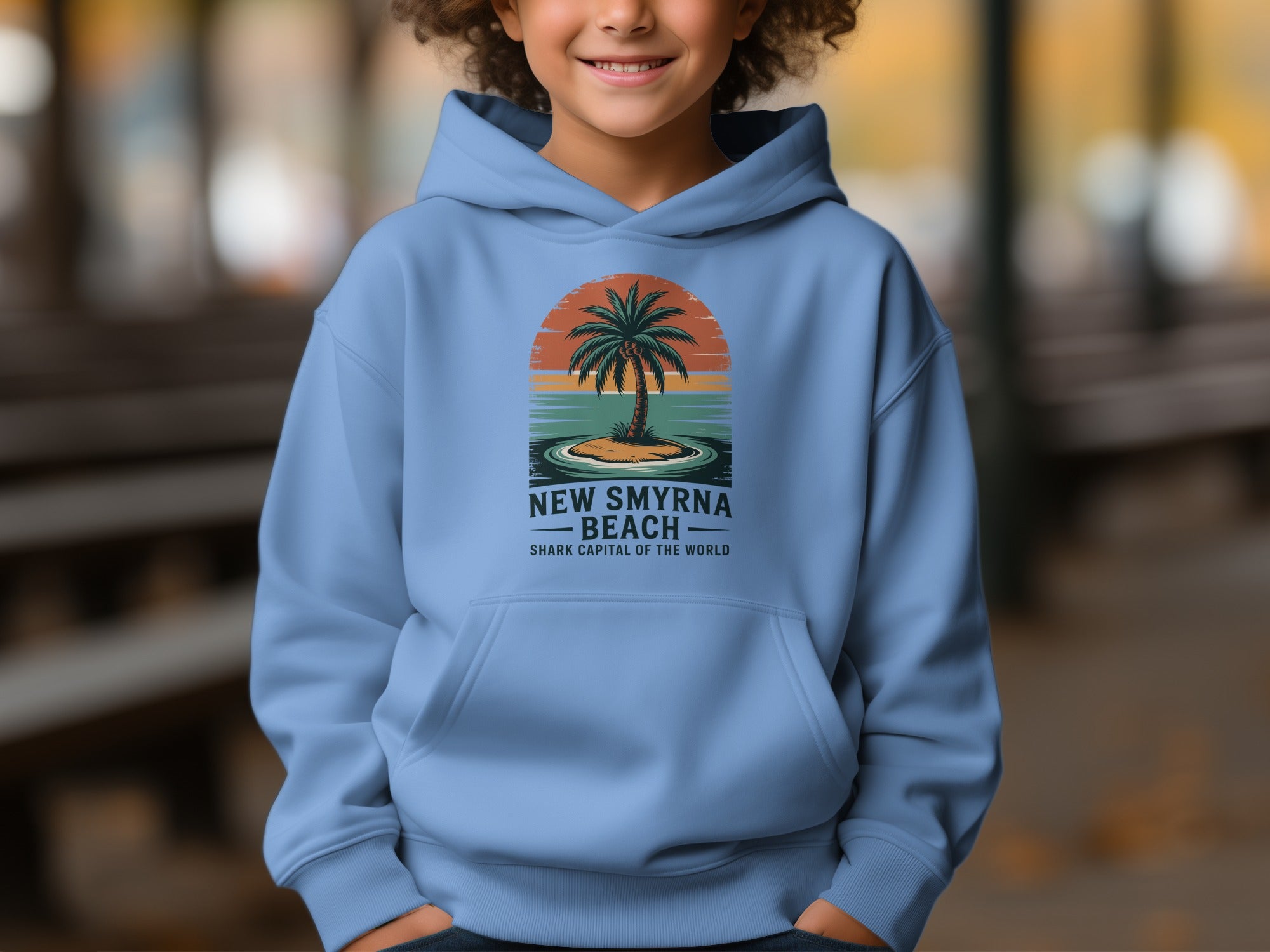 New Smyrna Beach Shark Capital Palm Tree hoodie product type