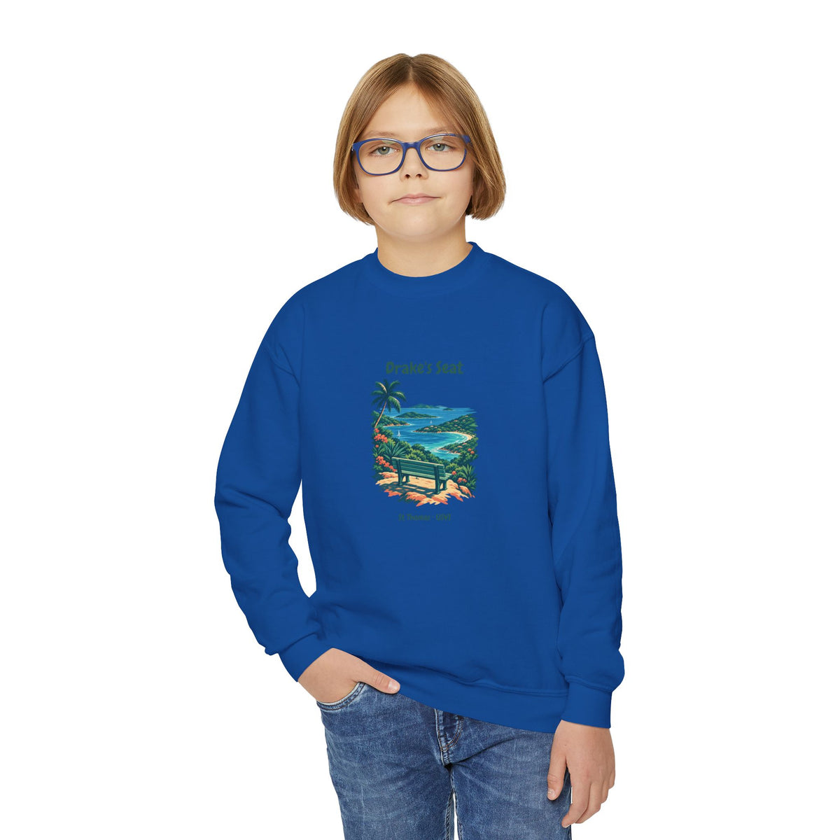 Drake's Seat St. Thomas USVI Gildan 18000B Youth Crewneck Sweatshirt