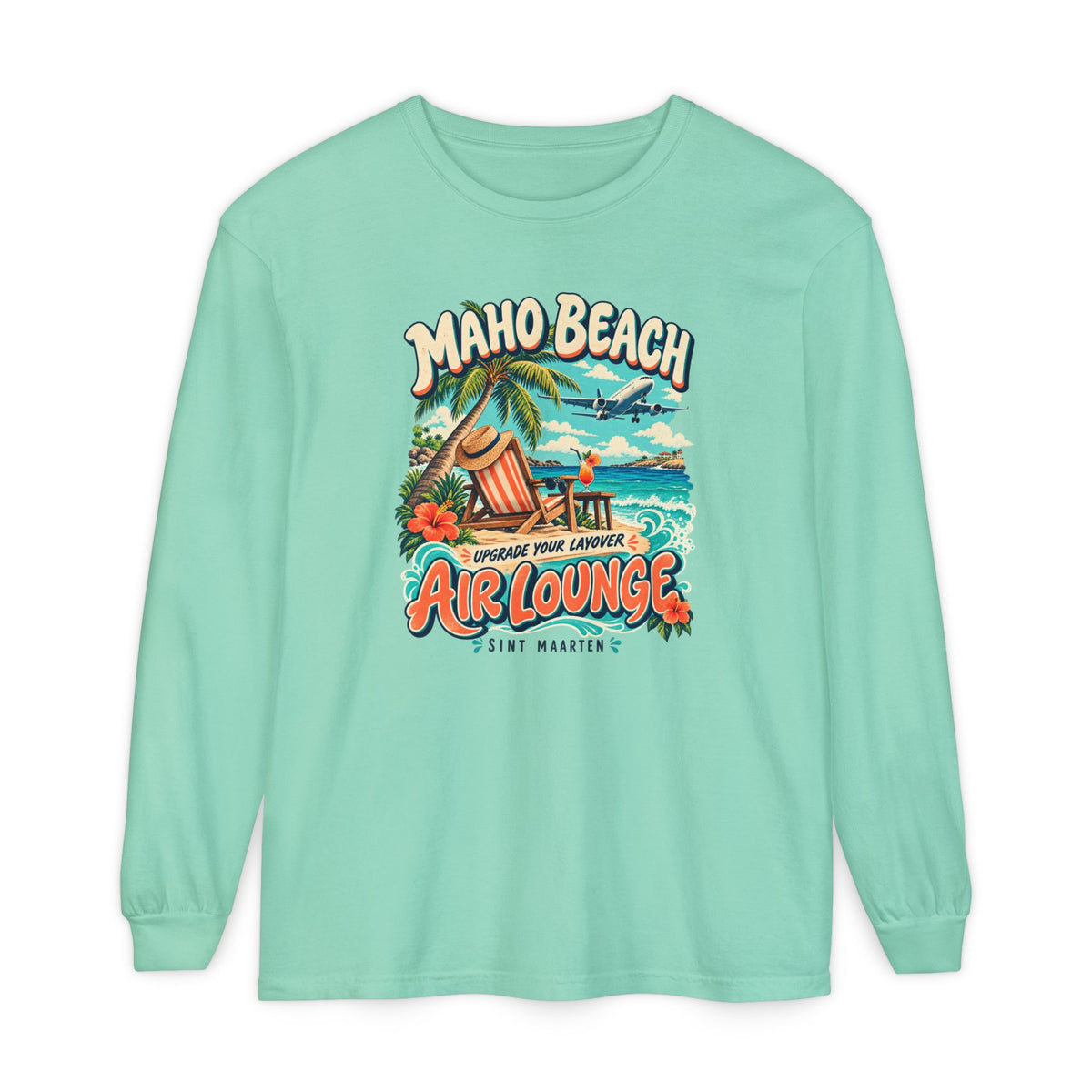 Maho Beach Air Lounge Sint Maarten Comfort Colors 6014 Long-Sleeve T-Shirt
