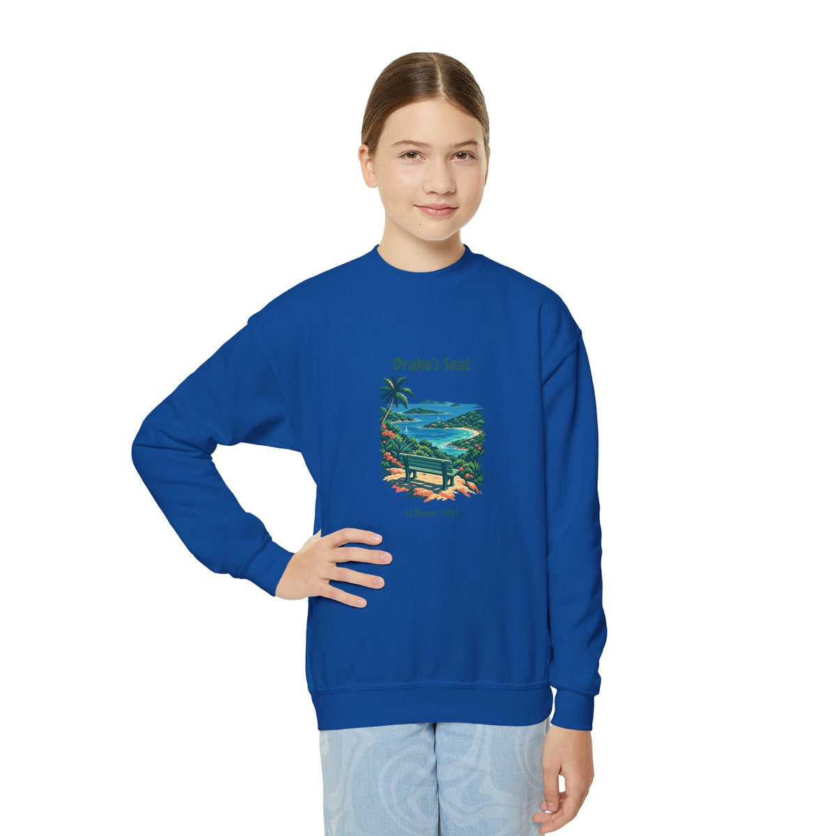 Drake's Seat St. Thomas USVI Gildan 18000B Youth Crewneck Sweatshirt