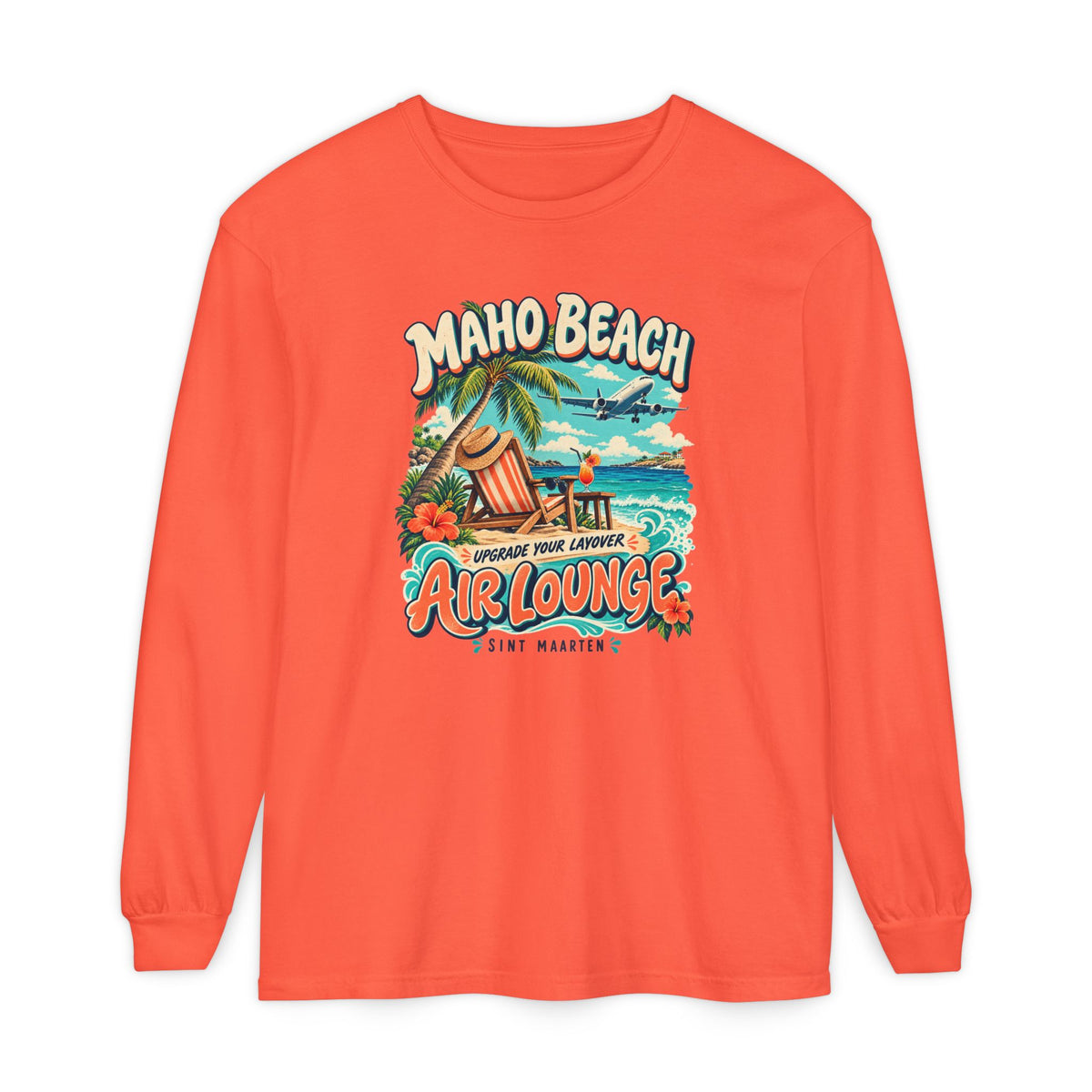 Maho Beach Air Lounge Sint Maarten Comfort Colors 6014 Long-Sleeve T-Shirt
