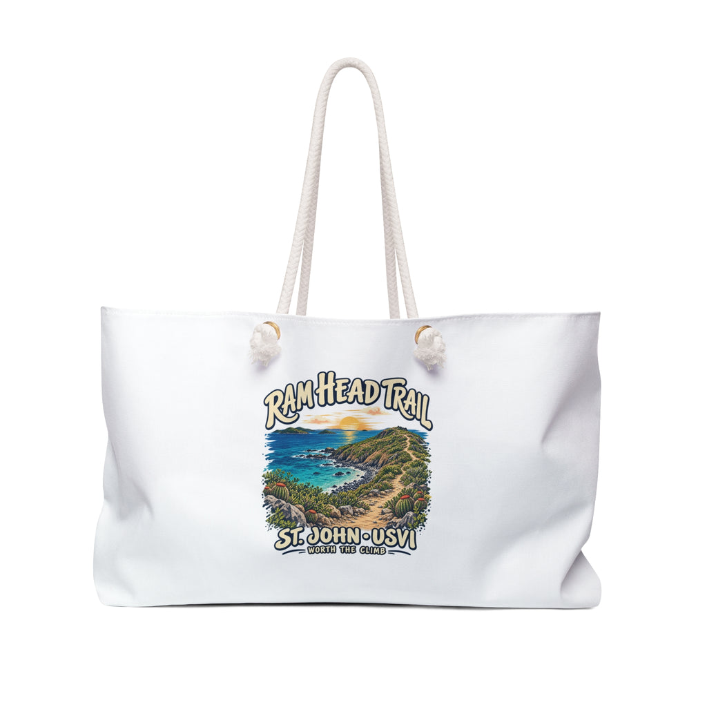 Ram Head Trail St John USVI Weekender bag, front artwork view