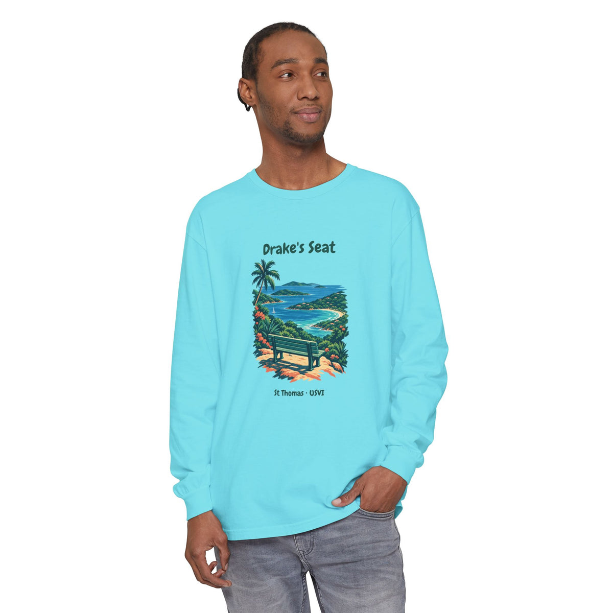 Drake's Seat St. Thomas USVI Comfort Colors 6014 Long Sleeve T-Shirt