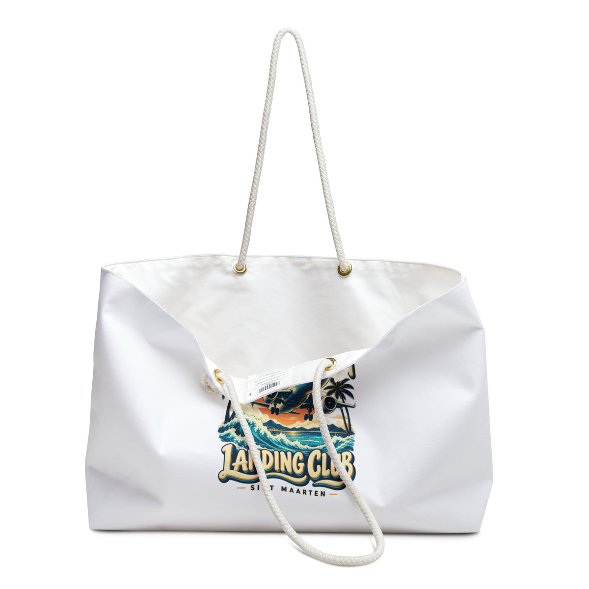 Maho Beach Landing Club Sint Maarten Weekender Bag illustrated destination design, product mockup