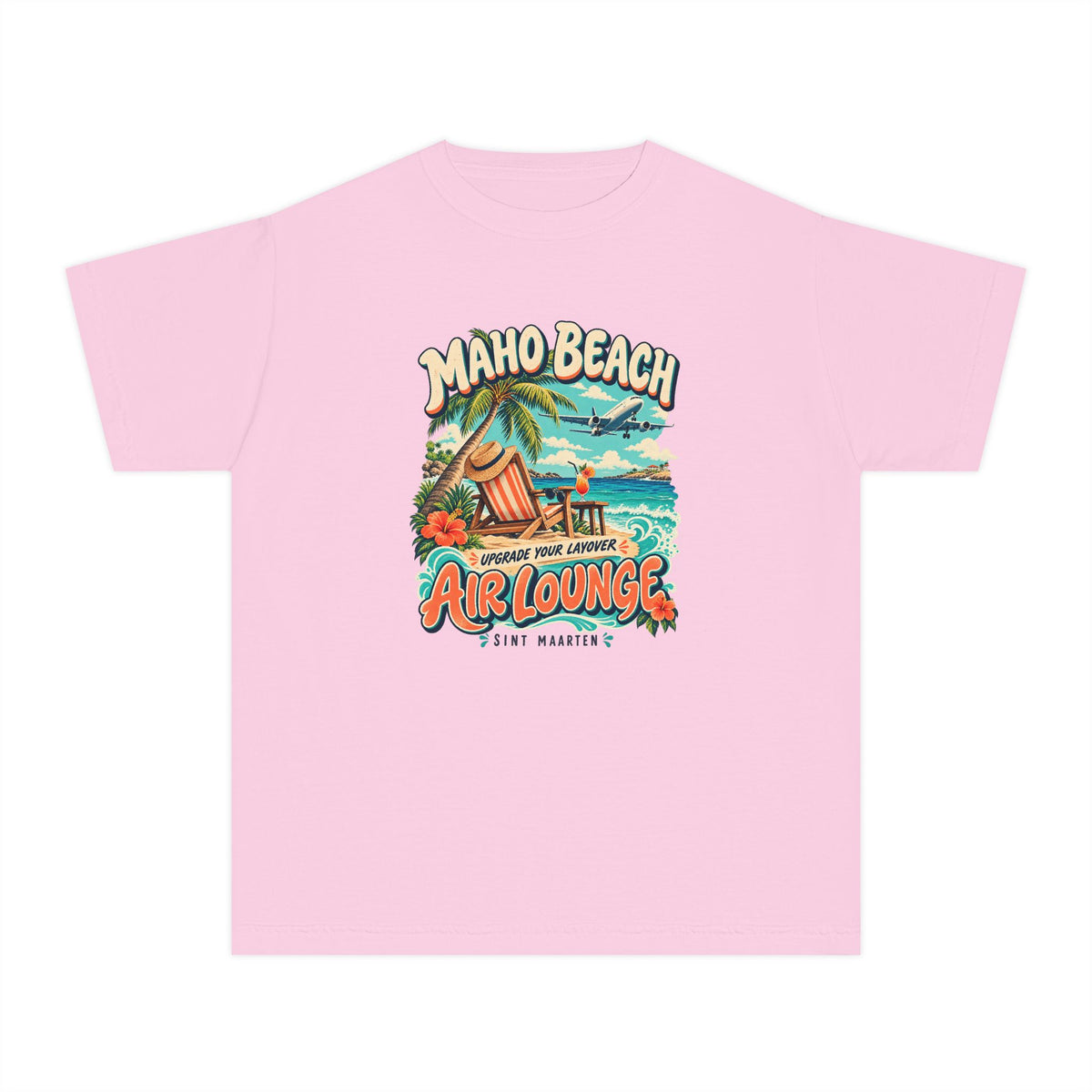 Maho Beach Air Lounge Sint Maarten Comfort Colors 9018 Youth T-Shirt