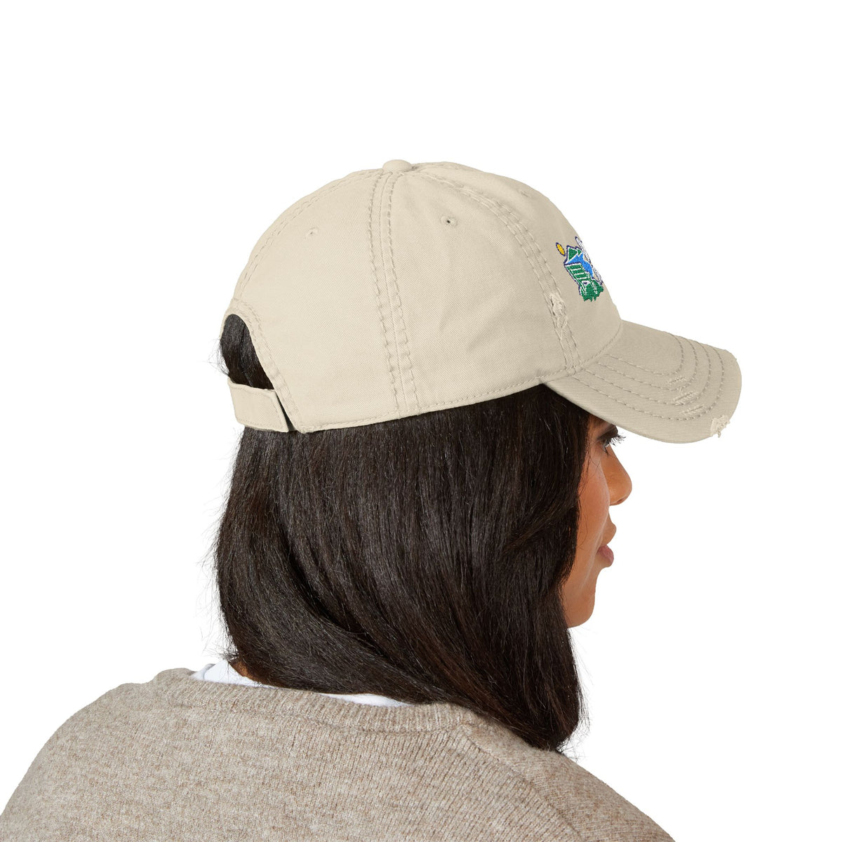 Drake's Seat St. Thomas USVI embroidered distressed OTTO dad hat, product gallery view 7.