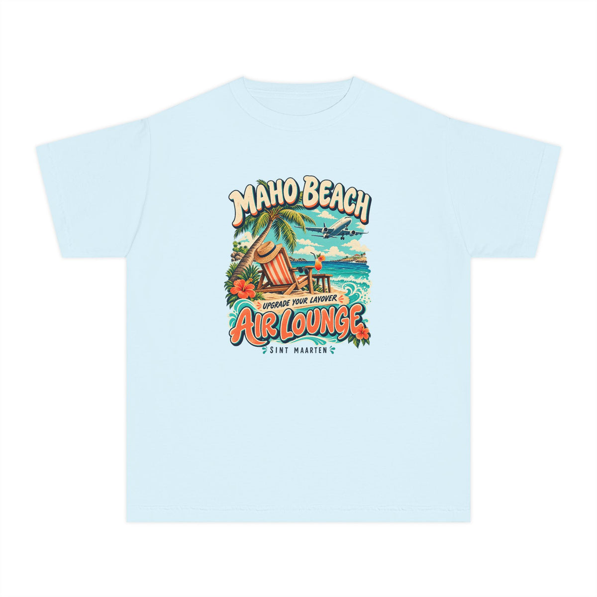 Maho Beach Air Lounge Sint Maarten Comfort Colors 9018 Youth T-Shirt