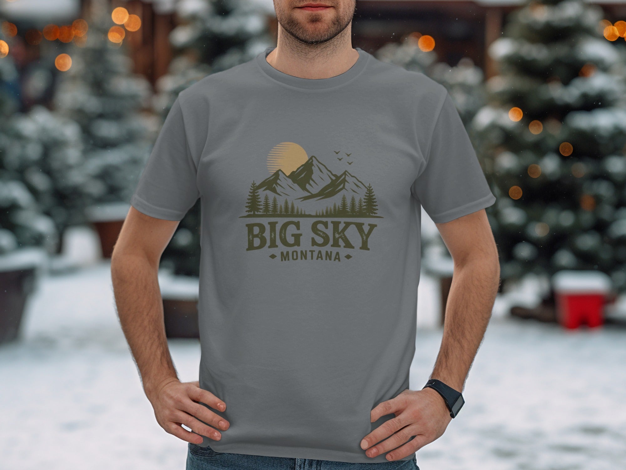 Big Sky Montana Graphic Mountain View T-shirt