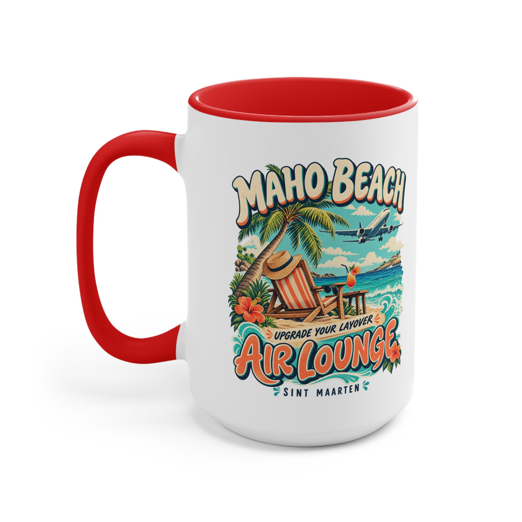 Maho Beach Air Lounge Sint Maarten Accent Coffee Mug illustrated destination design, product mockup