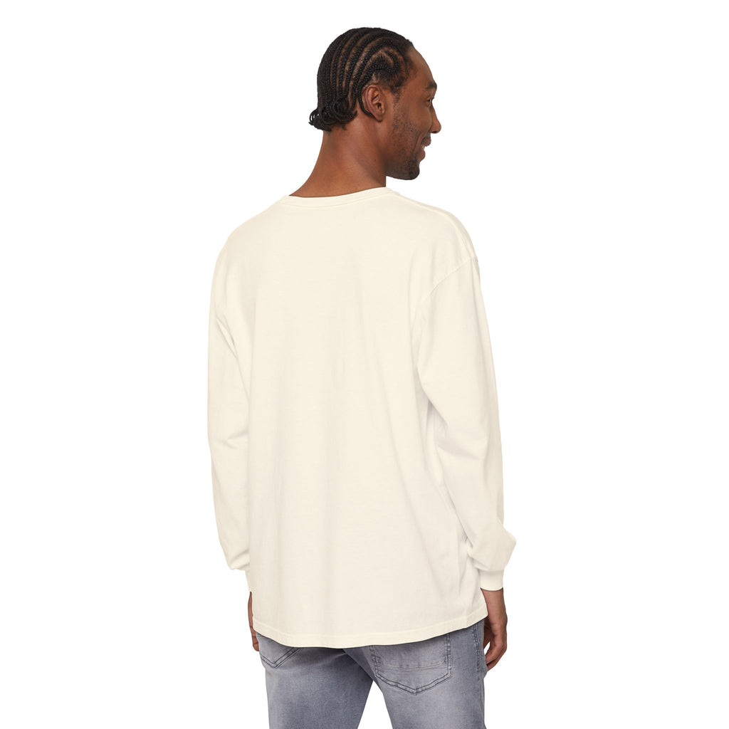 Maho Beach Air Lounge Sint Maarten Comfort Colors 6014 Long-Sleeve T-Shirt featuring the Maho Beach destination artwork, supplier product mockup