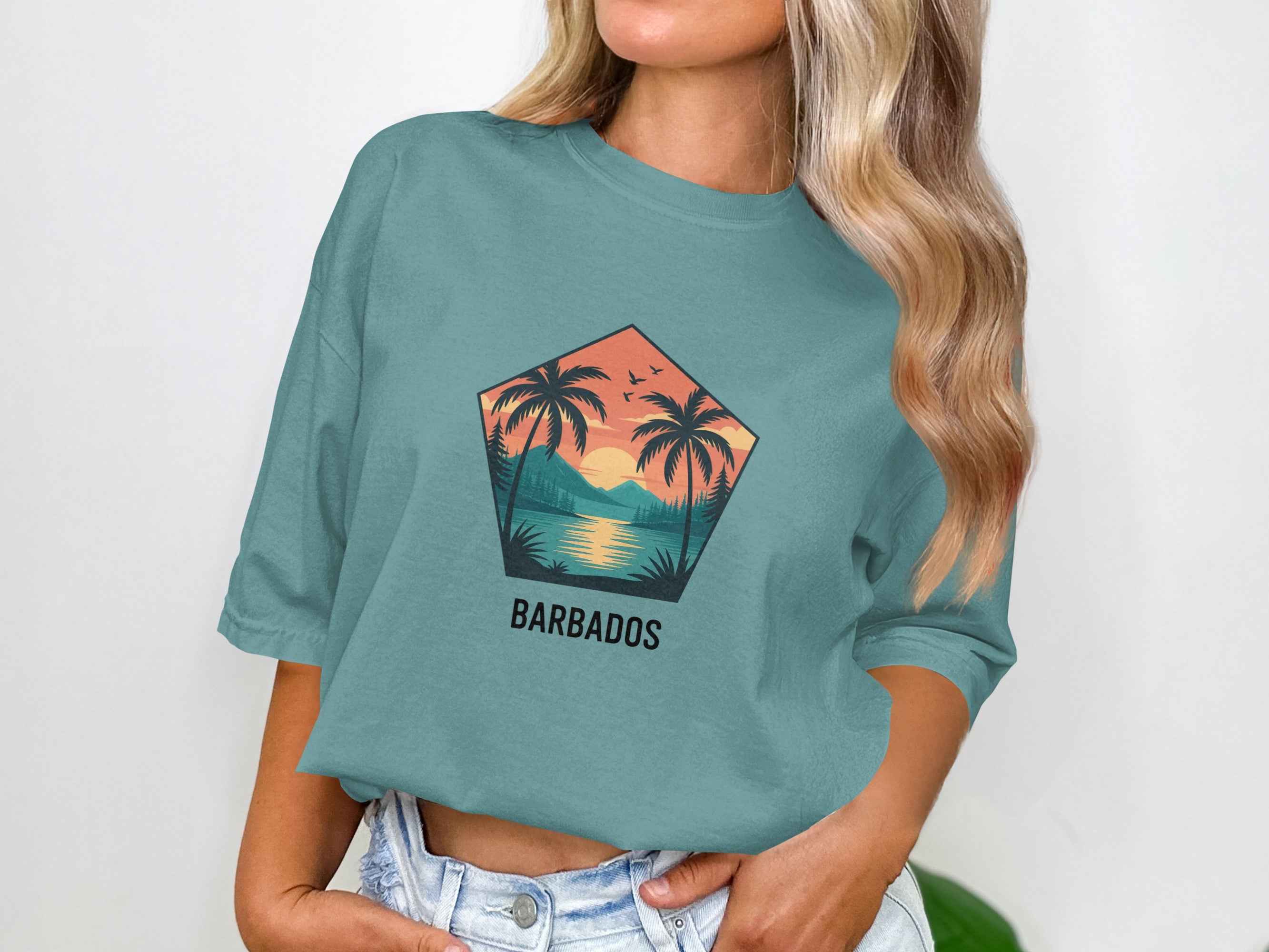Barbados Sunset Scene Graphic Women's Shirt Product