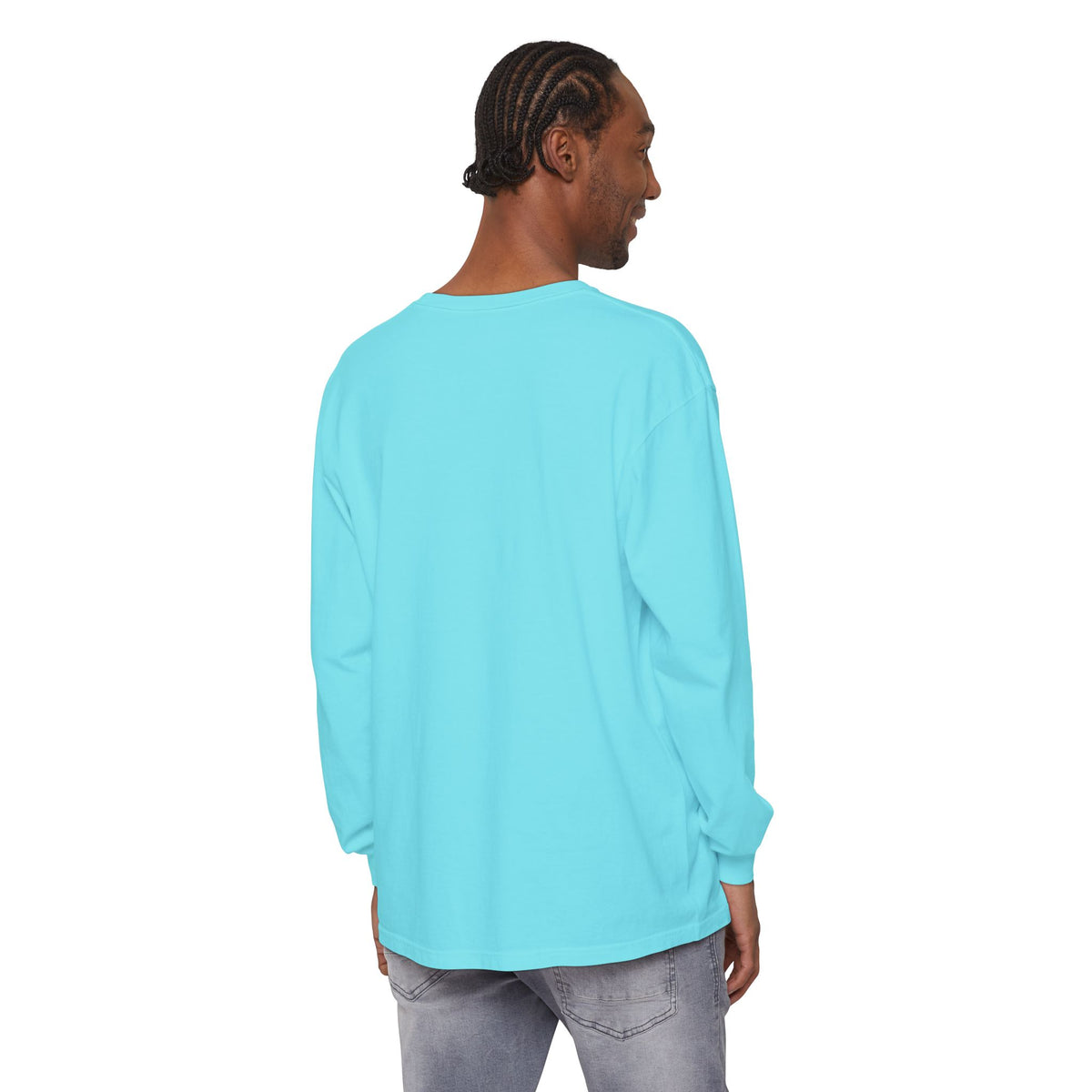 Maho Beach Air Lounge Sint Maarten Comfort Colors 6014 Long-Sleeve T-Shirt featuring the Maho Beach destination artwork, supplier product mockup