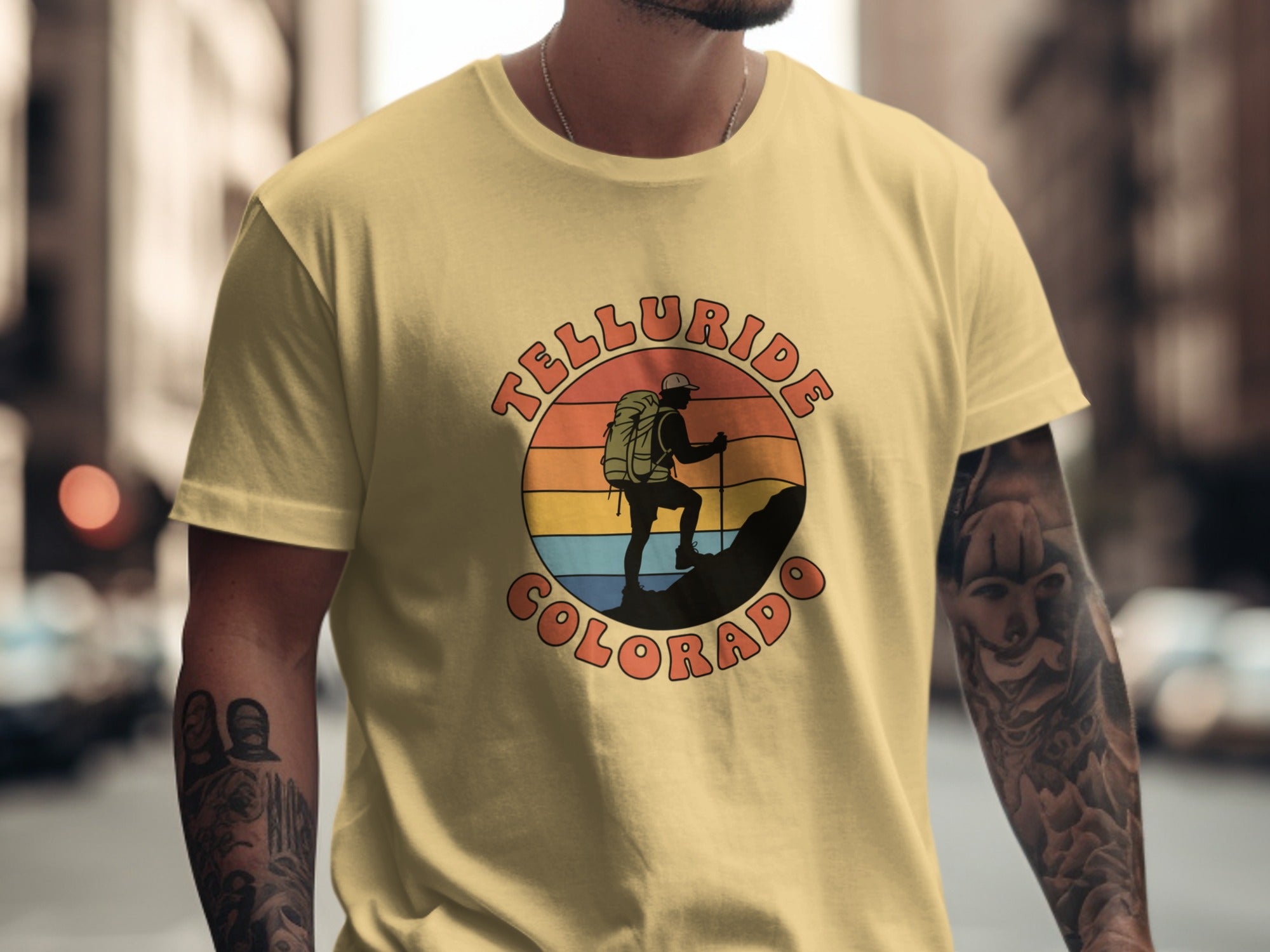 Telluride Colorado Hiking Scene Yellow T-shirt