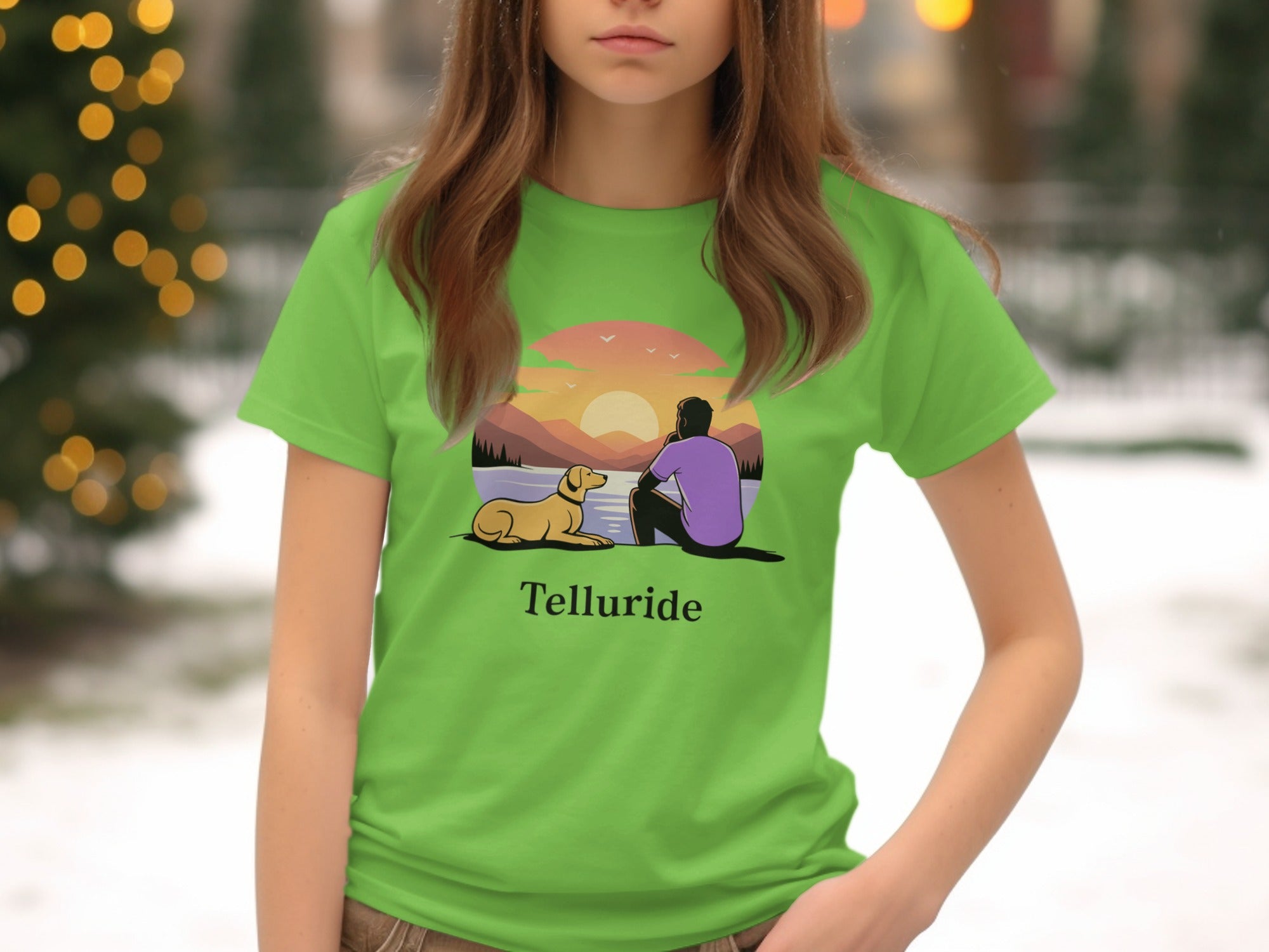 Telluride Sunset with Dog Graphic T-shirt