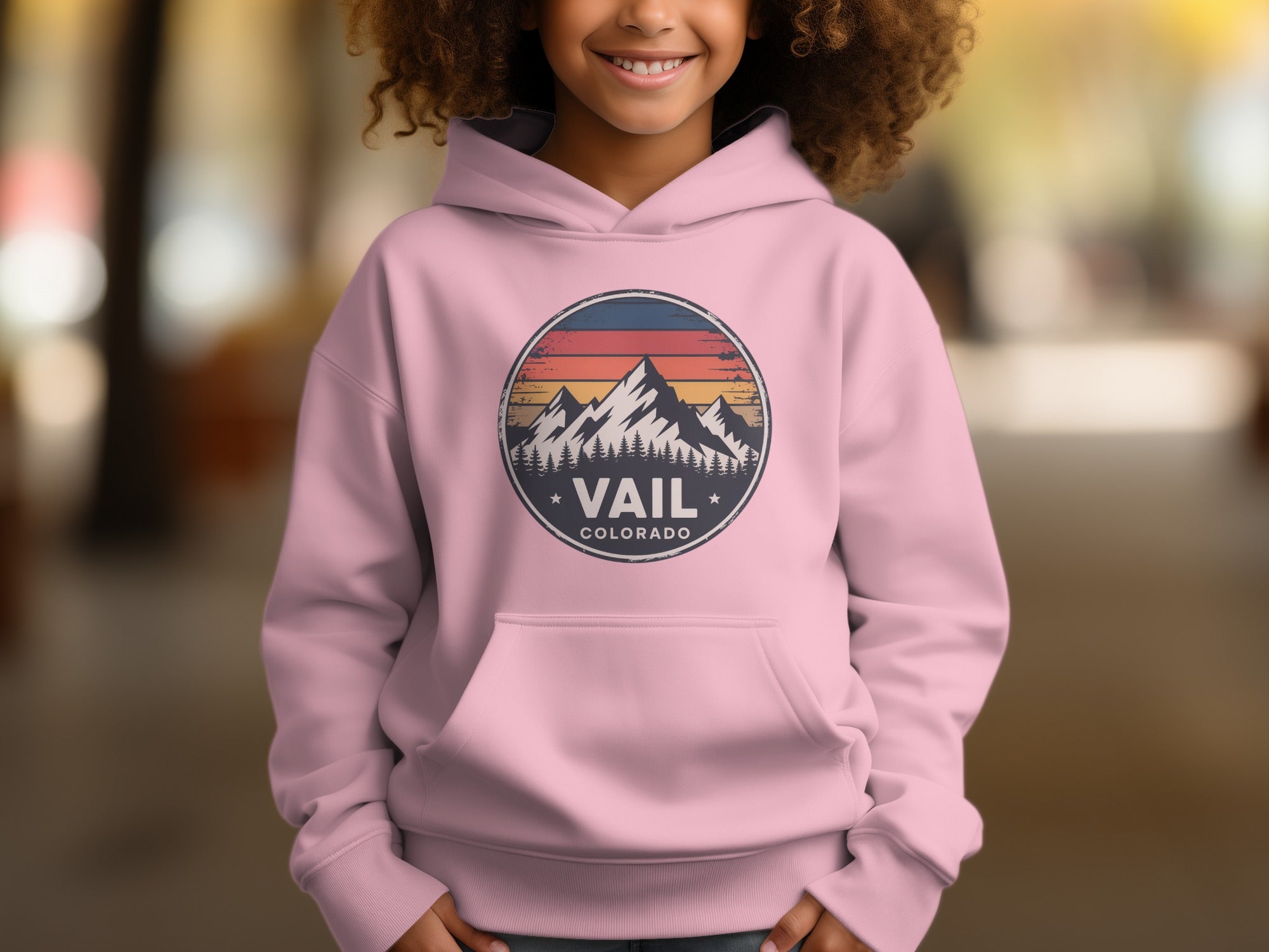 Vail Colorado Mountains Hoodie with Sunset Design