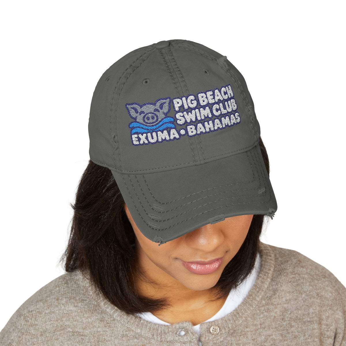 Pig Beach Swim Club Exuma Bahamas embroidered OTTO dad hat, product view 5