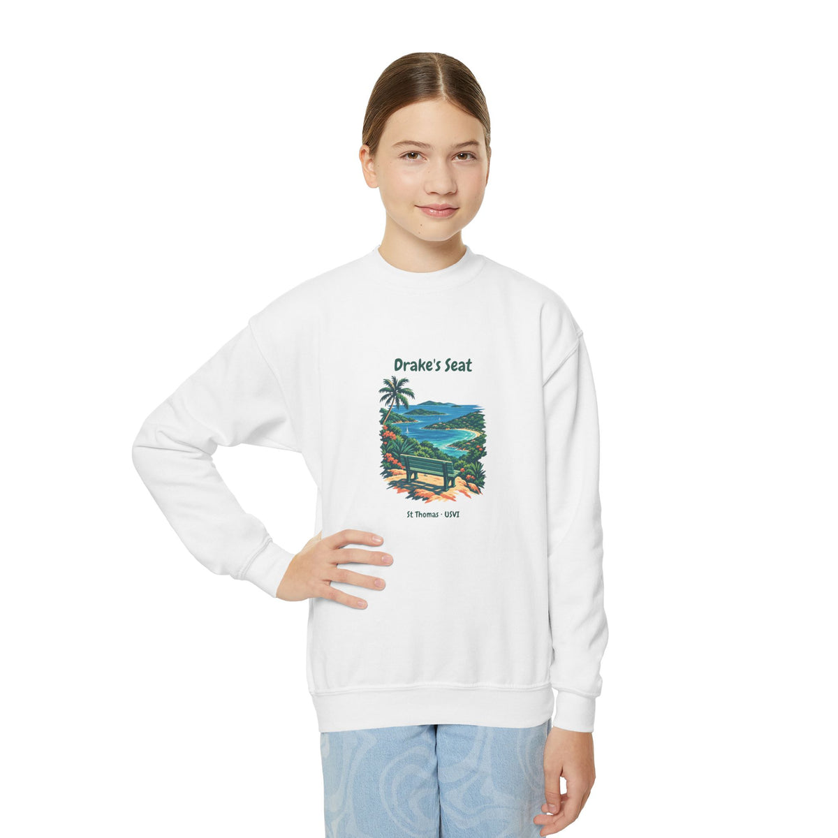 Drake's Seat St. Thomas USVI Gildan 18000B Youth Crewneck Sweatshirt