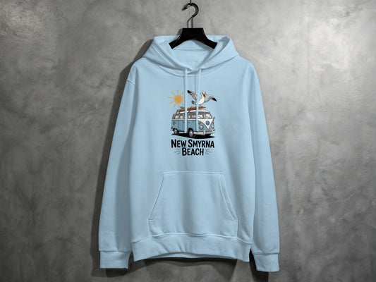 New Smyrna Beach Blue Hoodie with Graphic Print product