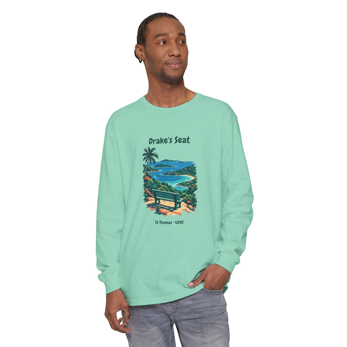 Drake's Seat St. Thomas USVI Comfort Colors 6014 Long Sleeve T-Shirt