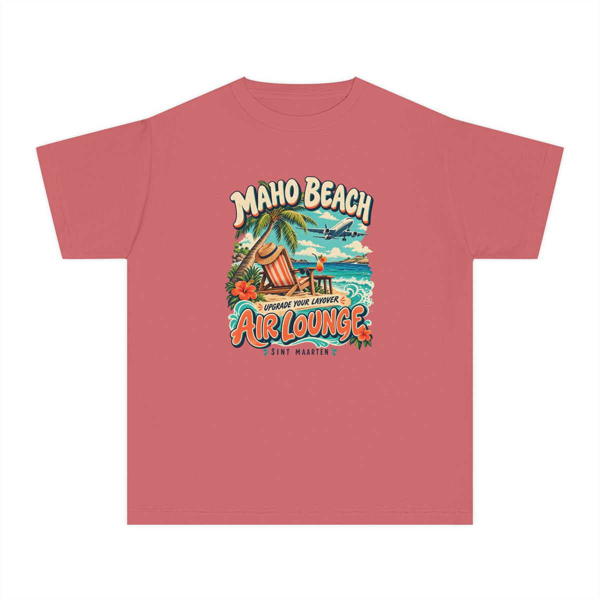 Maho Beach Air Lounge Sint Maarten Comfort Colors 9018 Youth T-Shirt