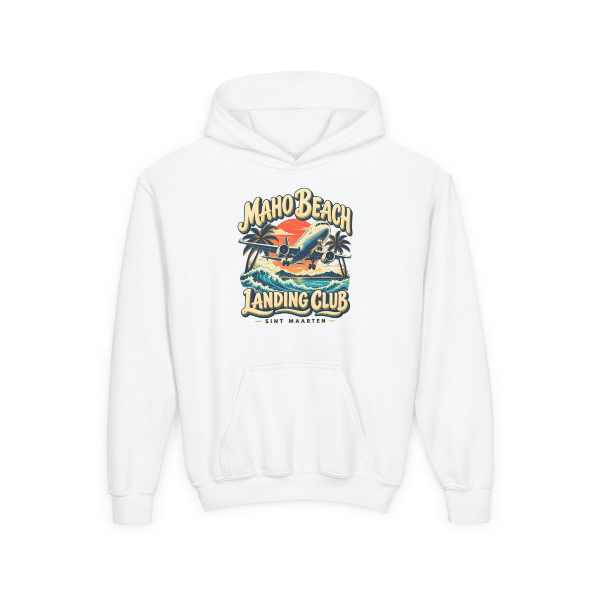 Maho Beach Landing Club Sint Maarten Gildan 18500B Youth Hoodie