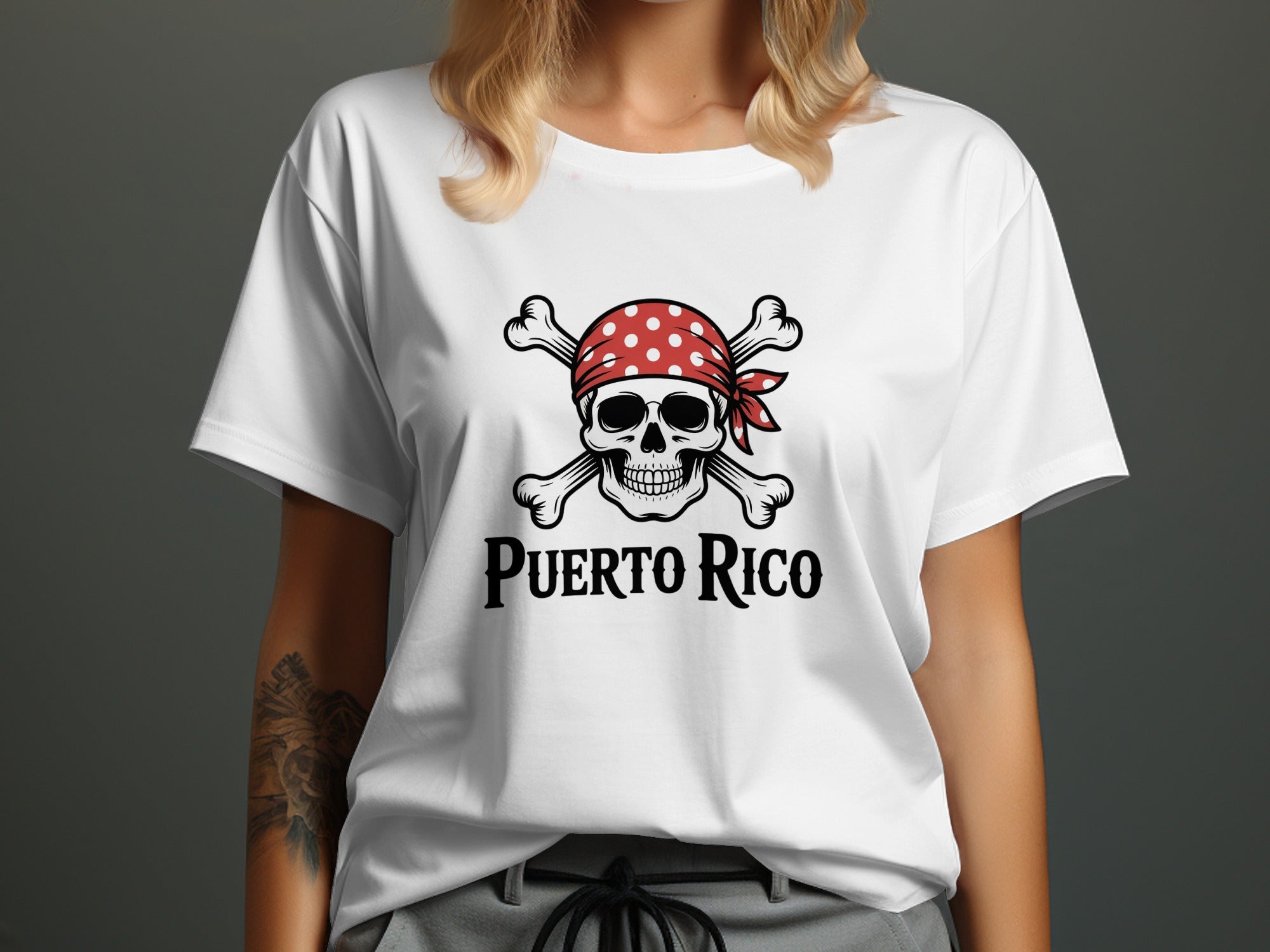 Puerto Rico Pirate Skull Graphic Tee Shirt product type