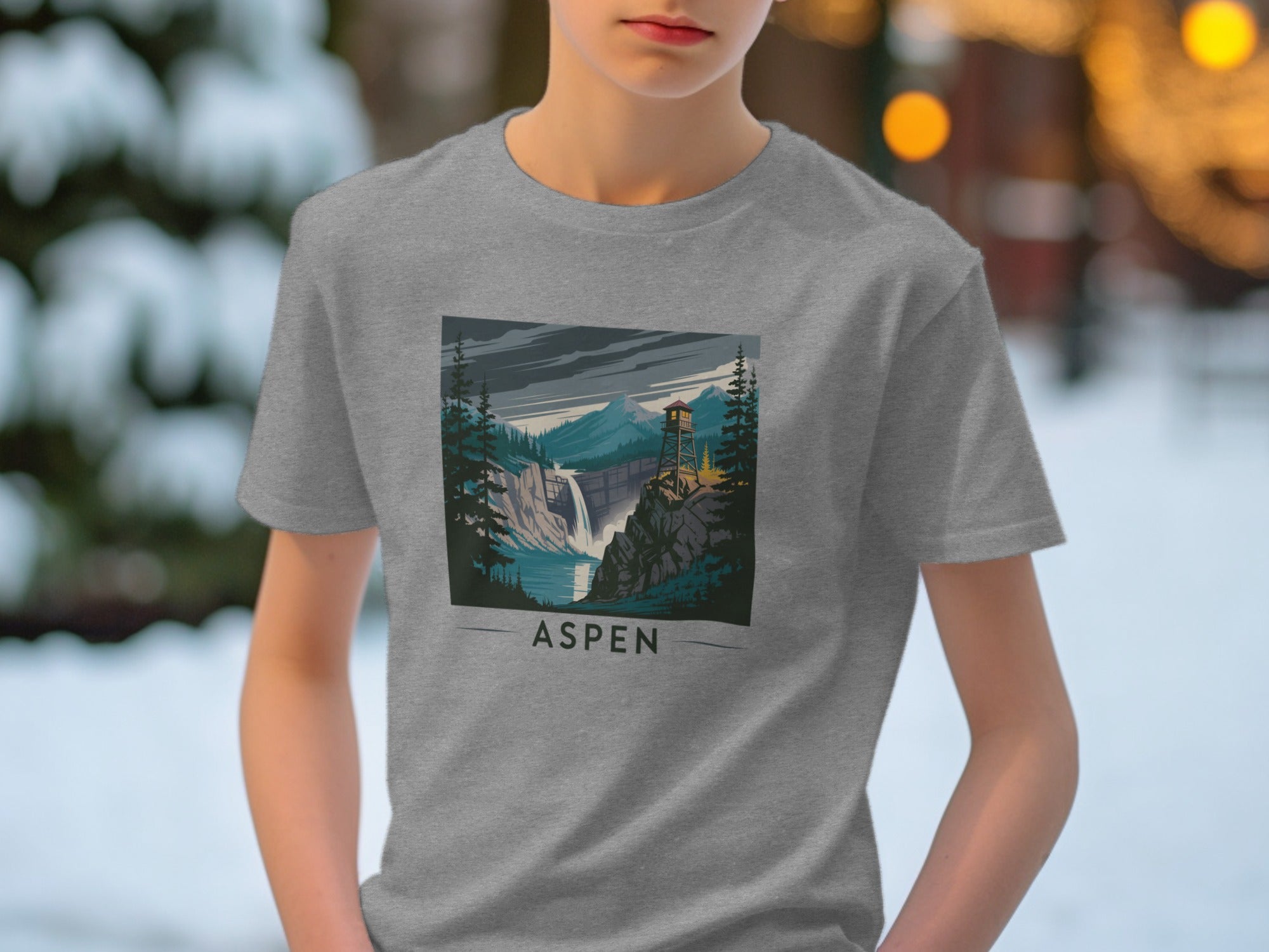 Aspen Scenic Waterfall Graphic T-Shirt Product