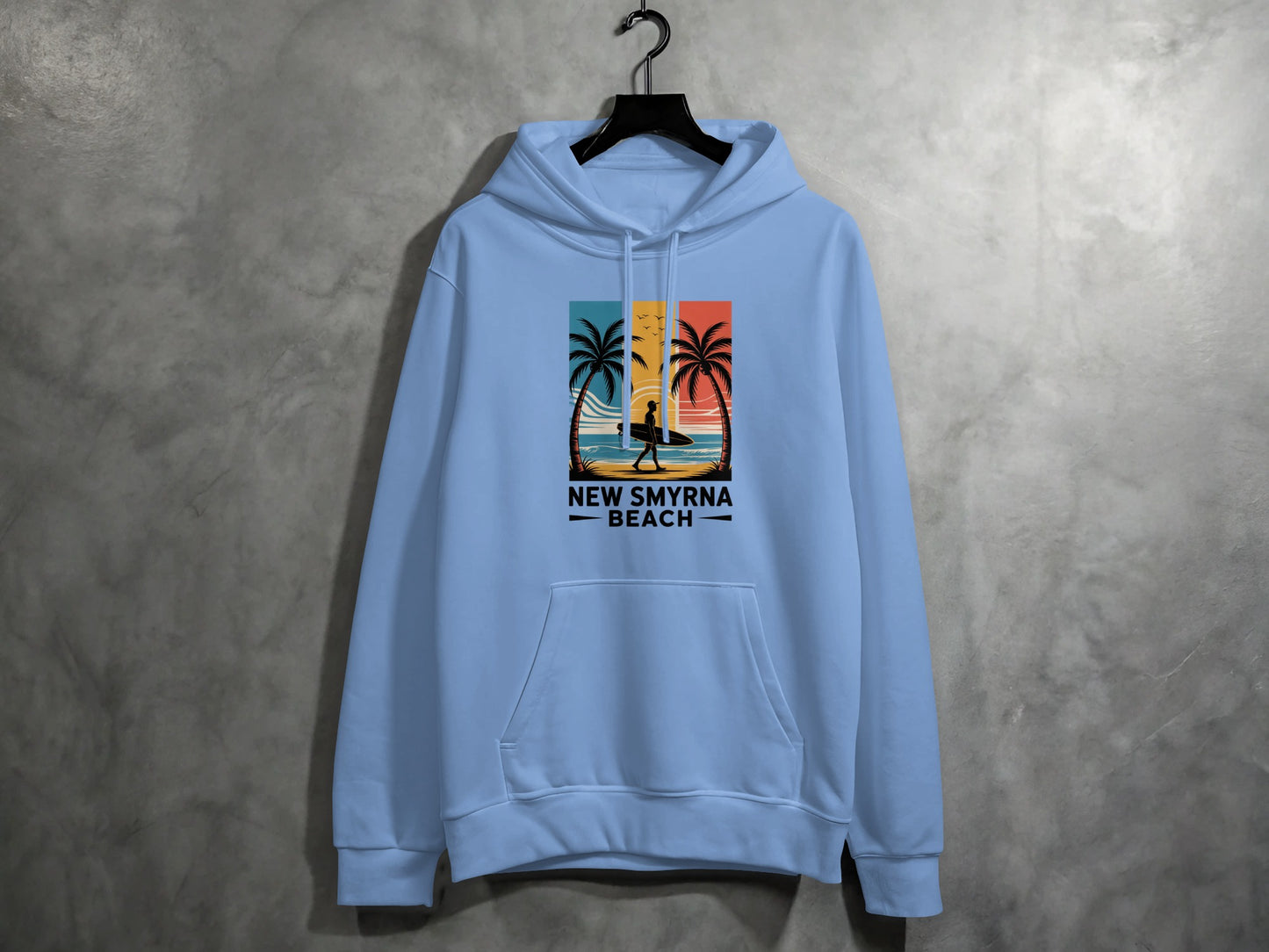 New Smyrna Beach Surf and Palm Trees Hoodie product