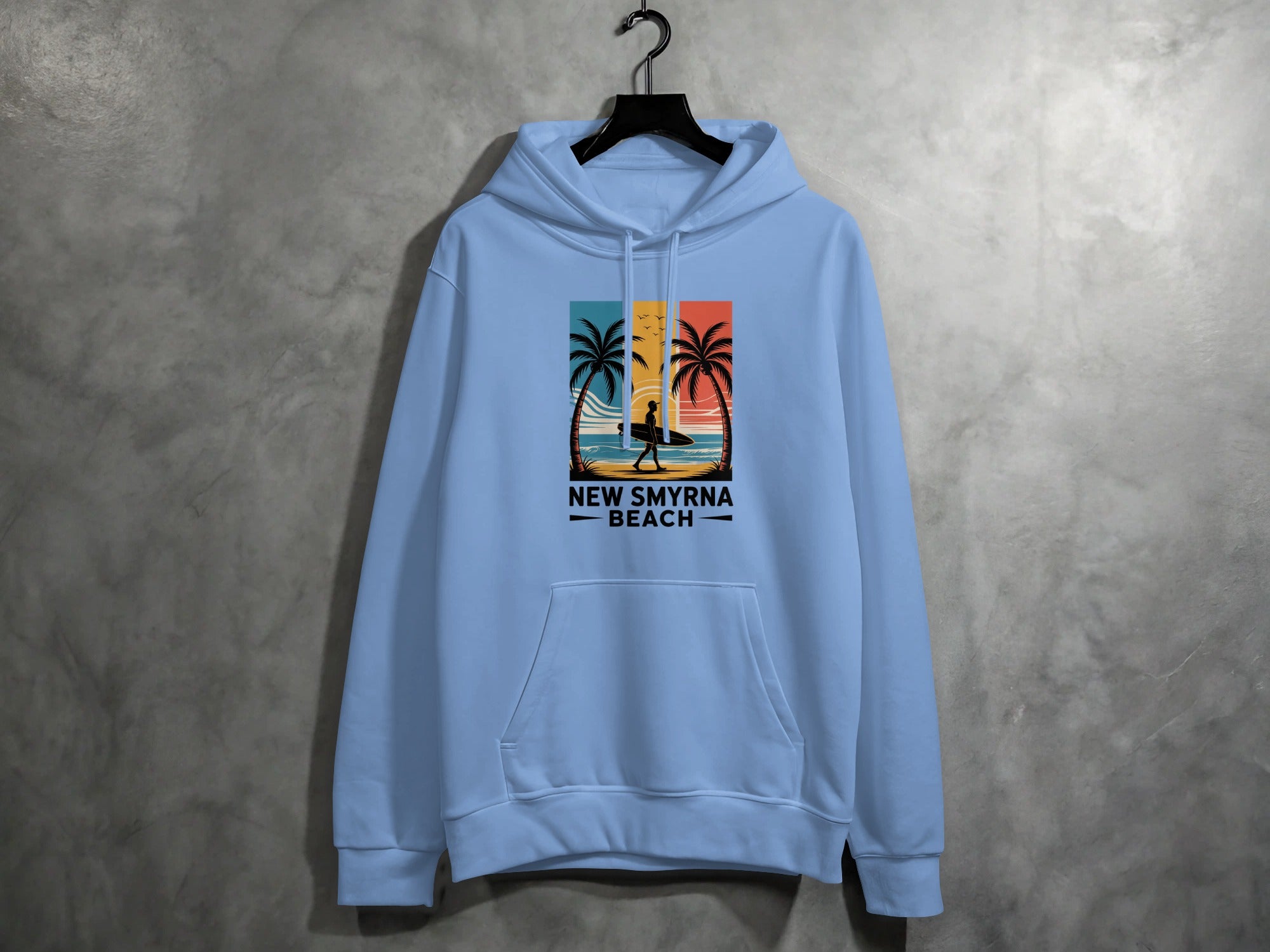 New Smyrna Beach Surf and Palm Trees Hoodie product