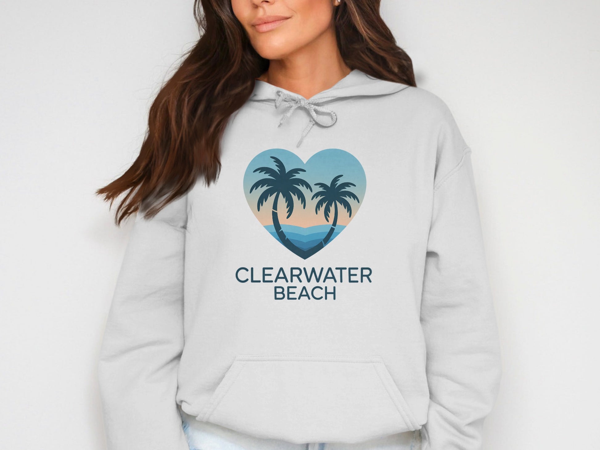 Clearwater Beach Hoodie Heart Palm Tree Design product
