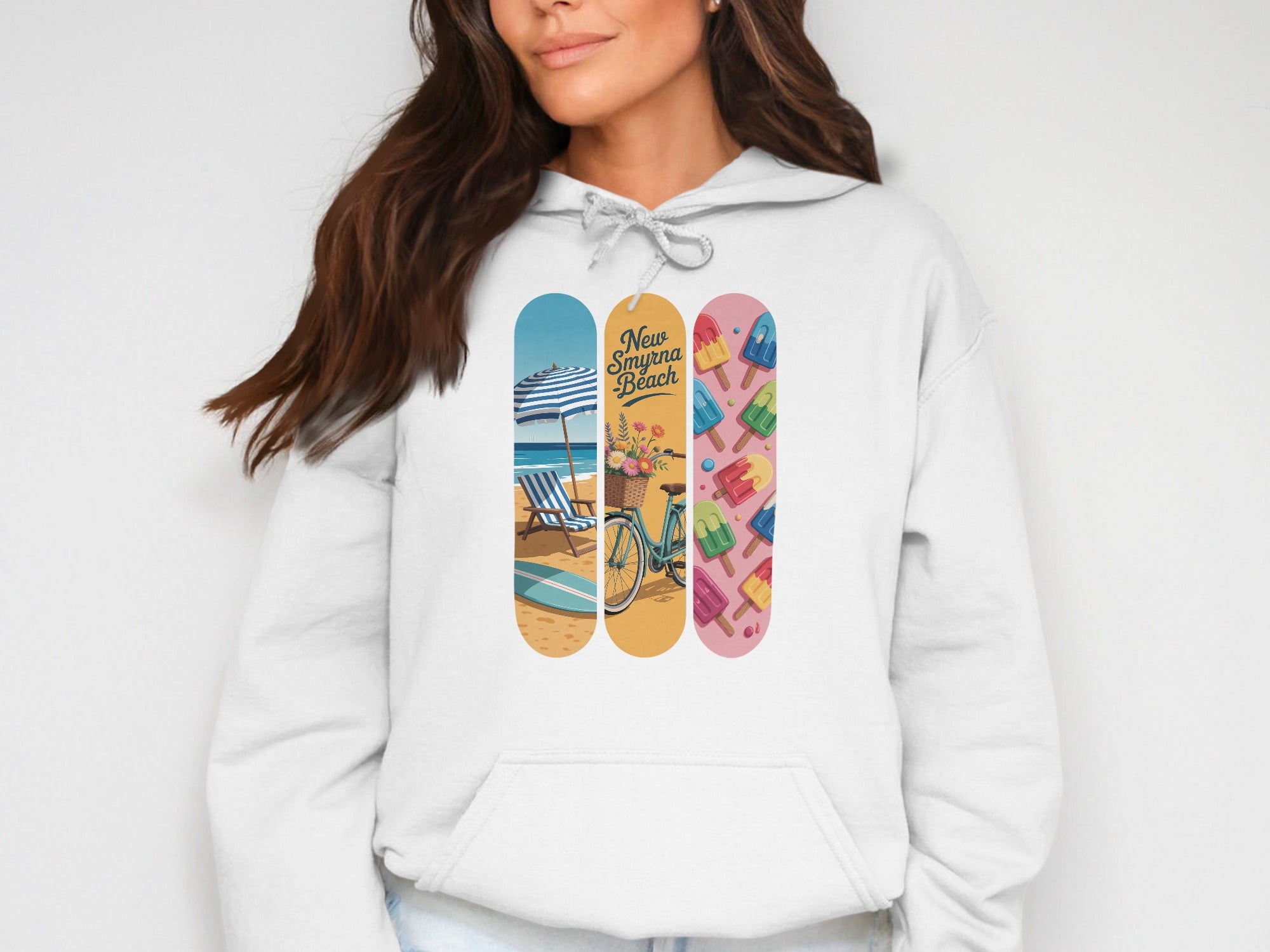 New Smyrna Beach Graphic White Hoodie product
