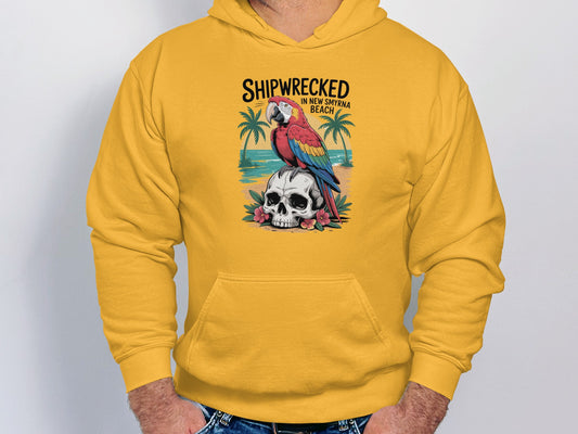Shipwrecked in New Smyrna Beach Parrot Skull Hoodie product