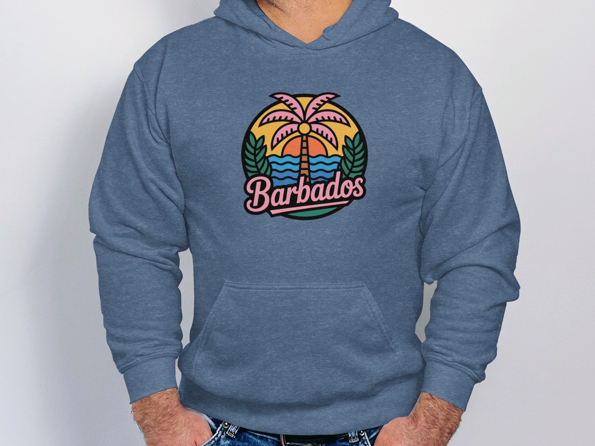 Stylish Barbados Palm Tree Design Hooded Sweatshirt product type