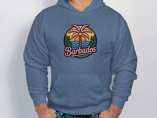 Stylish Barbados Palm Tree Design Hooded Sweatshirt product type