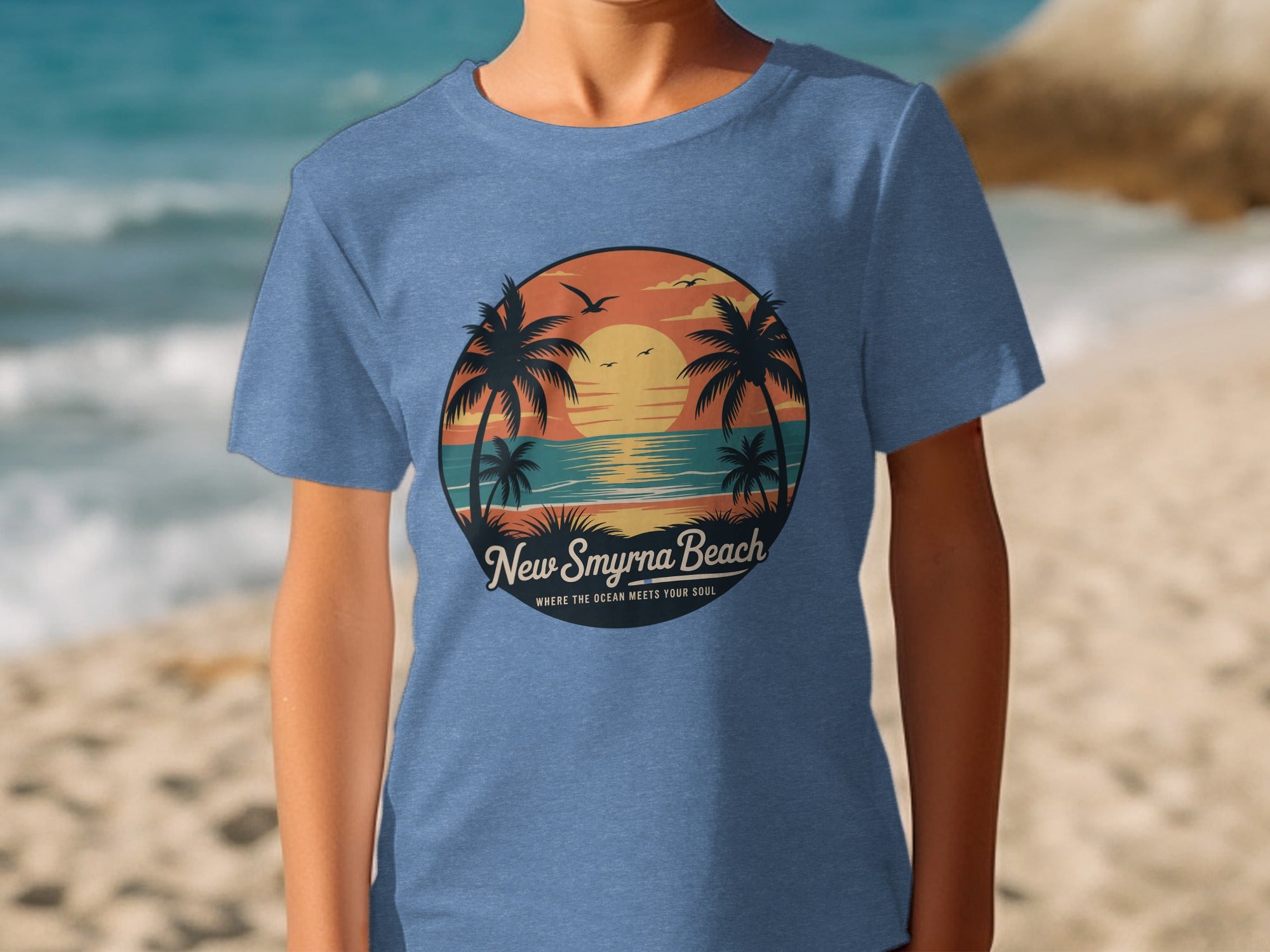New Smyrna Beach Graphic Tee Coastal Sunset product type