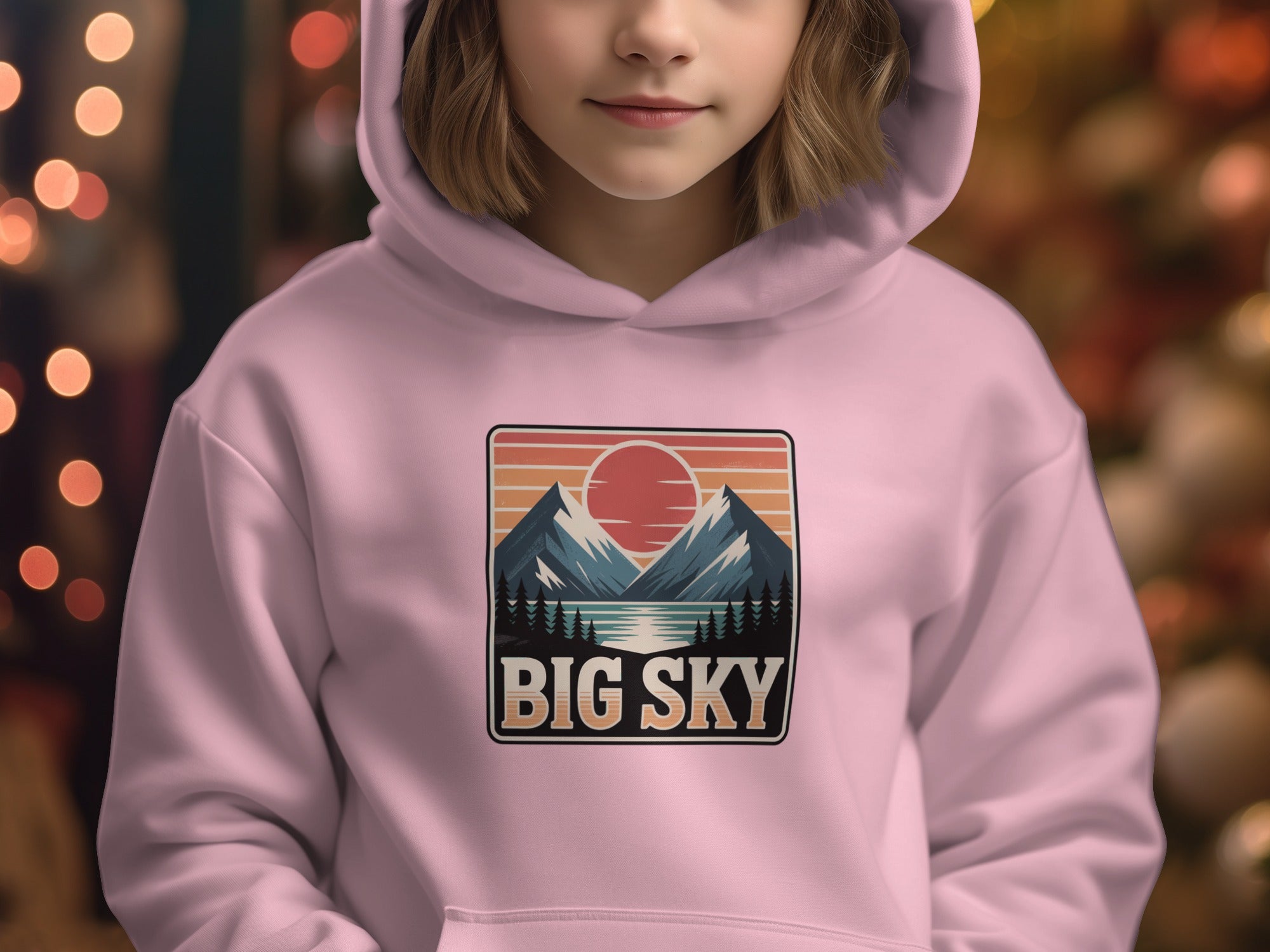 Big Sky Mountains Sunset Graphic Hoodie