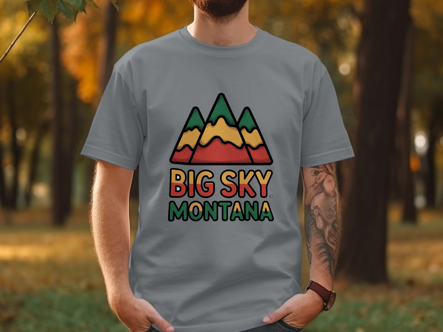 Big Sky Montana Mountain Design T Shirt product