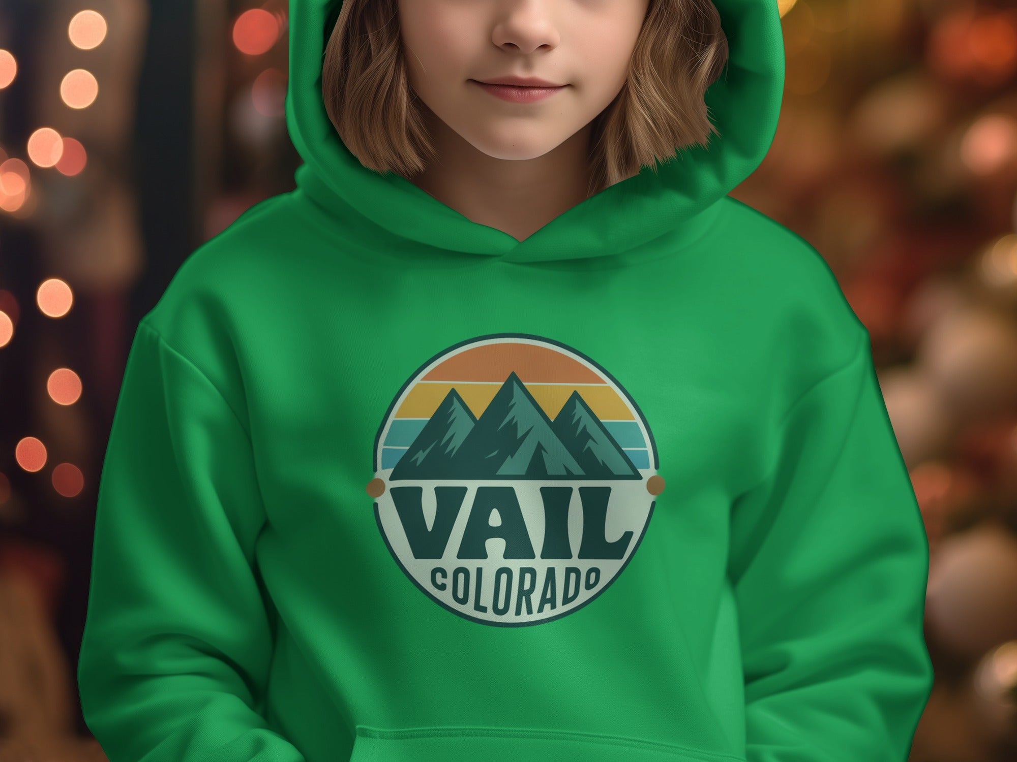 Vail Colorado Hoodie for Kids with Mountain Graphic