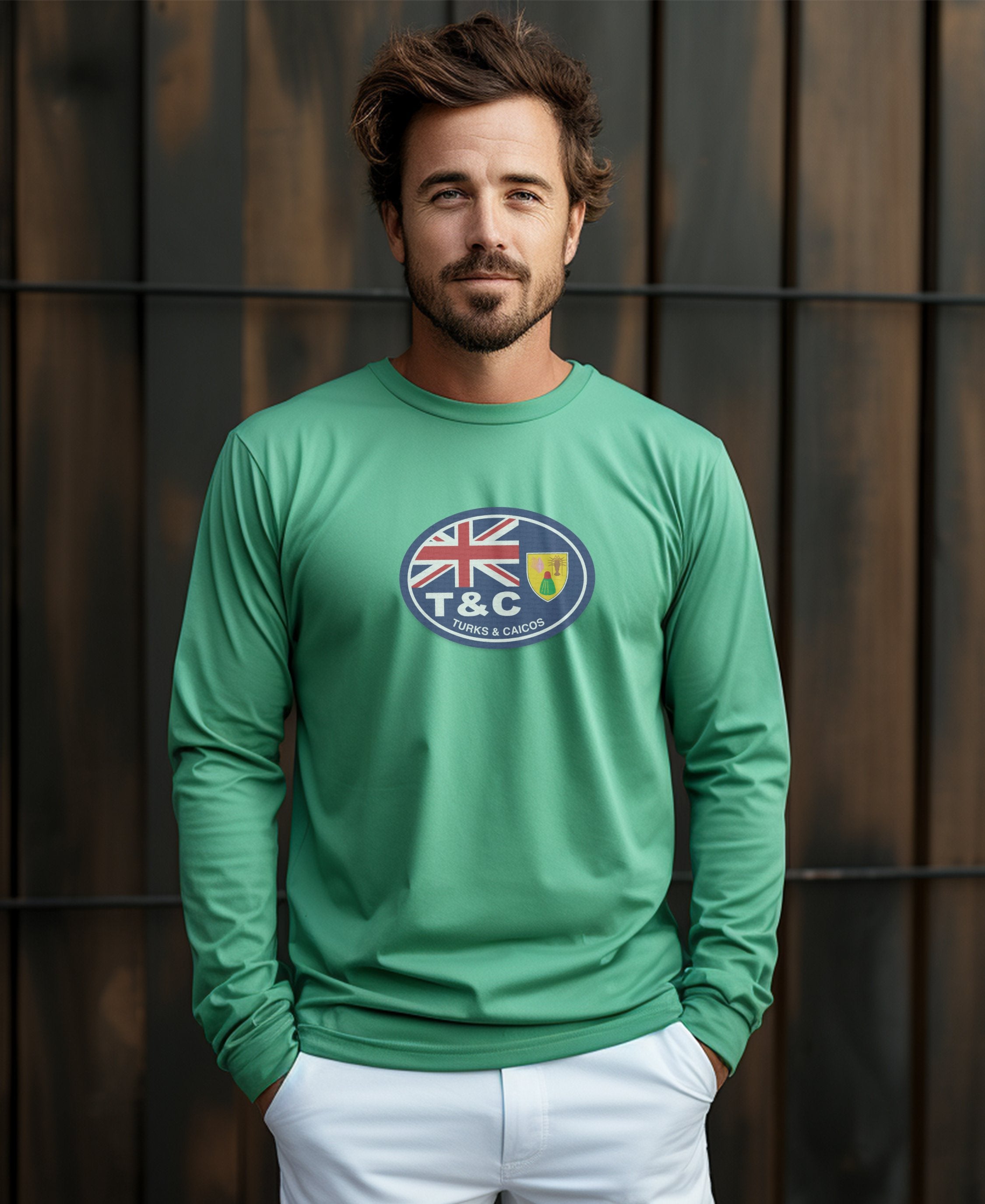 Turks and Caicos Conch Festival and Clear Blue Waters Mens Long Sleeve T Shirt